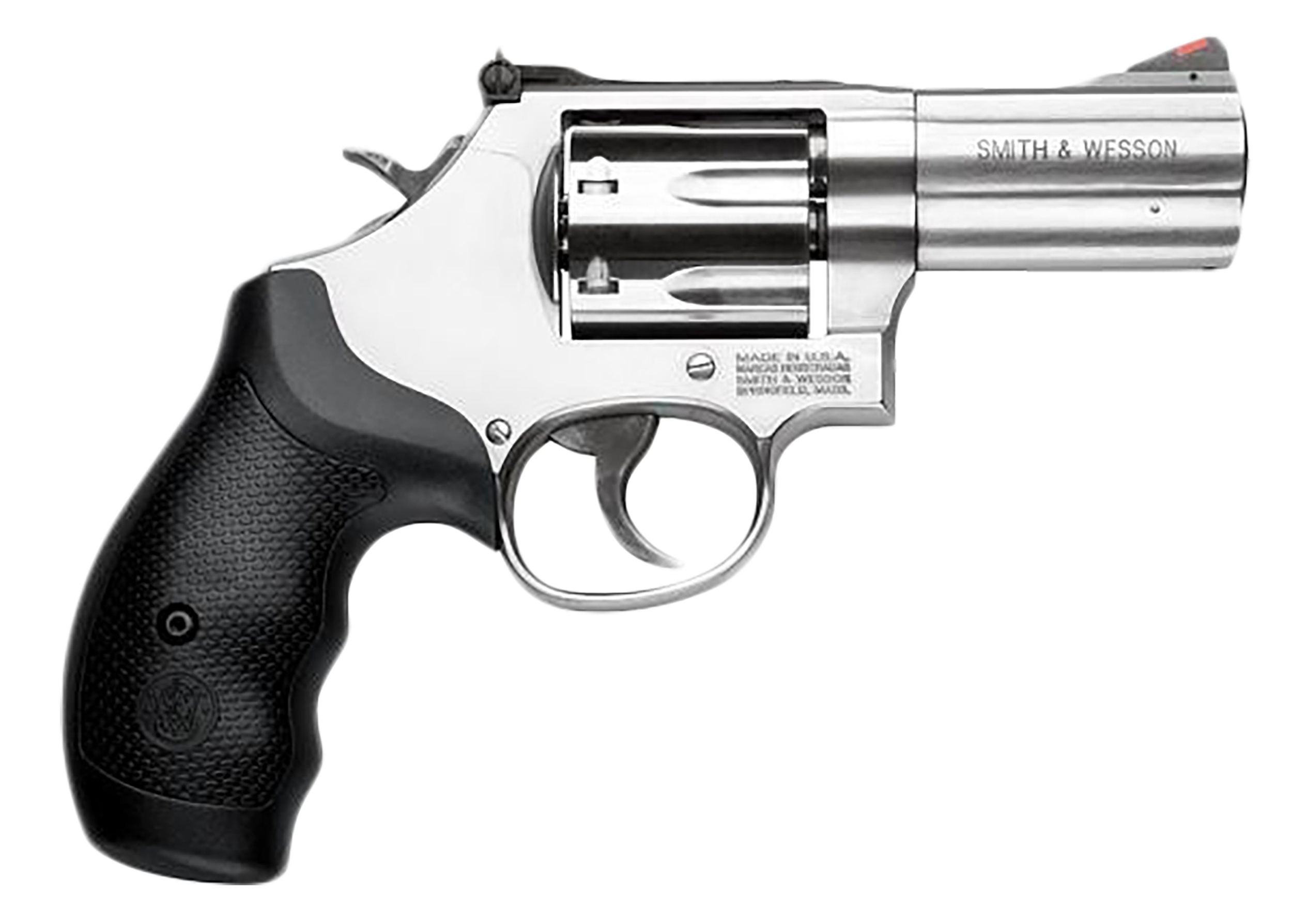 Smith & Wesson 164300 M686 Plus  L-Frame 38 S&W Spl +P/357 Mag 7rd, 3" Satin Stainless Steel Barrel, Cylinder & Frame, Black Finger Groove Grip
