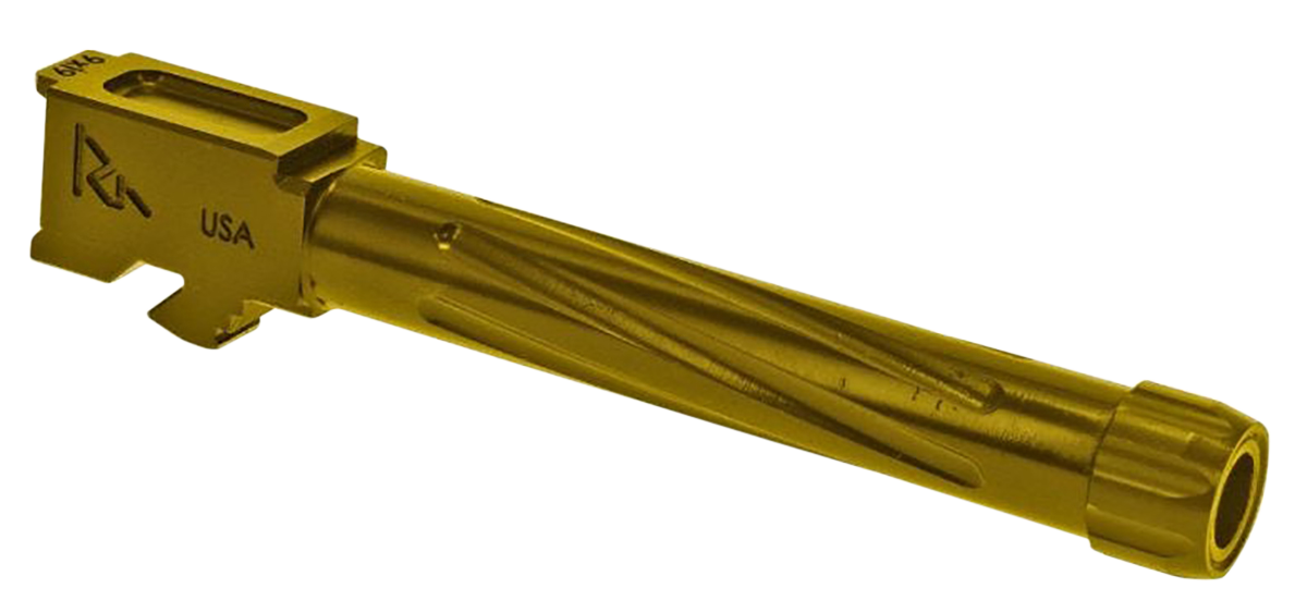 Rival Arms RA20G104E Precision Match Grade 9mm Luger Compatible w/Glock 17 Gen5, 4.49" Fluted Threaded Gold PVD Stainless Steel