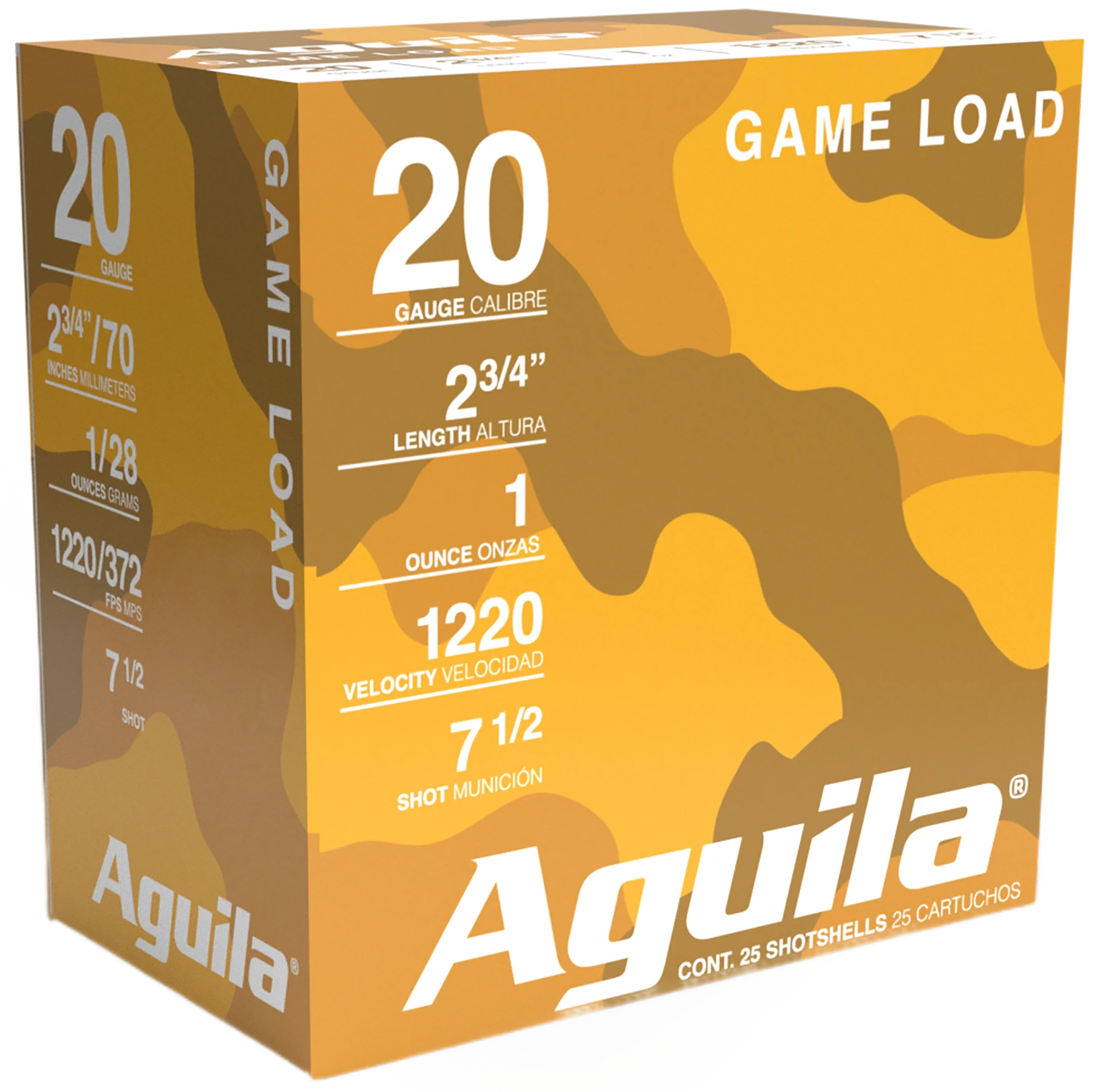 Aguila 1CHB2007 Game Load  20Gauge 2.75" 1oz 7.5Shot 25 Per Box/10 Case
