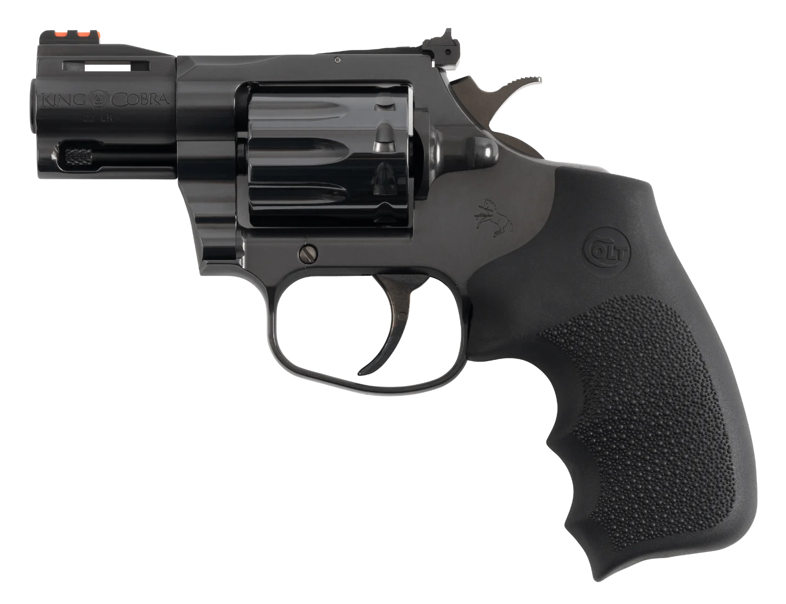 Colt Mfg KCOBRA22-BP2RFO King Cobra Target 22 LR 10rd Shot 2" Blued Vent Rib Barrel, Blued Carbon Steel Cylinder & Frame, Black Hogue Overmolded Grip, Exposed Hammer