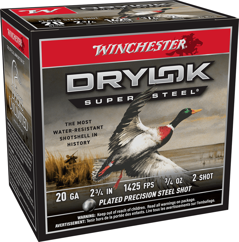 WINCHESTER 20 GA 2-3/4" #2 DRYLOK STEEL MAGNUM 3/4 OZ 25 RD/BX 10 BX/CS