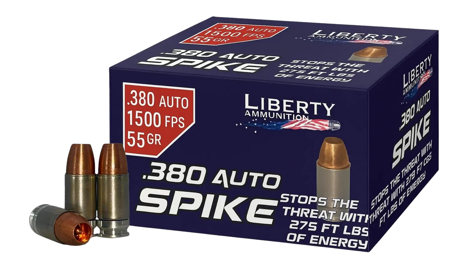 Liberty Ammunition Spike 2.0 380 ACP 55gr SCHP 20rd Box