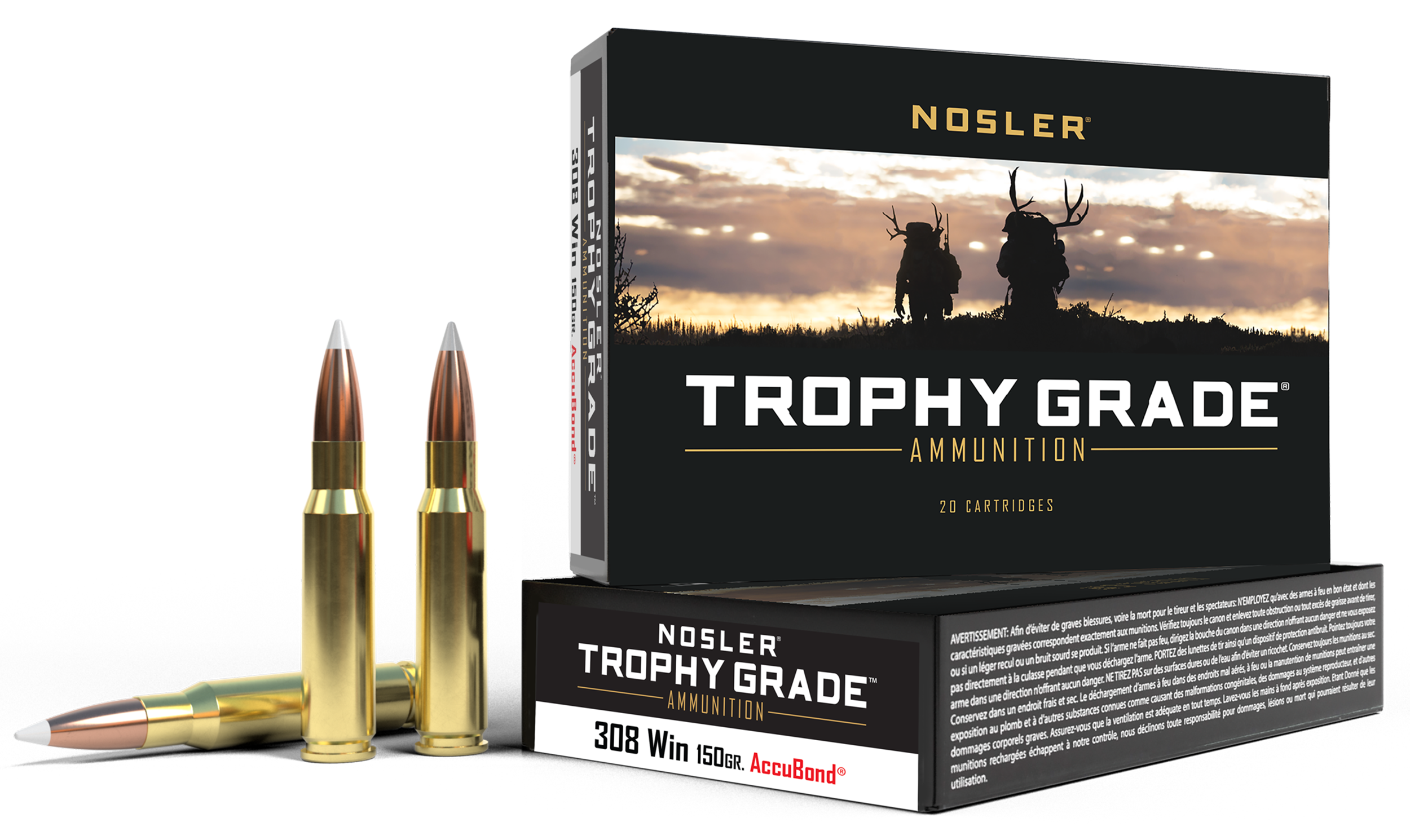 Nosler 60056 Trophy Grade 308Win 150gr Nosler AccuBond 20 Per Box/10 Case