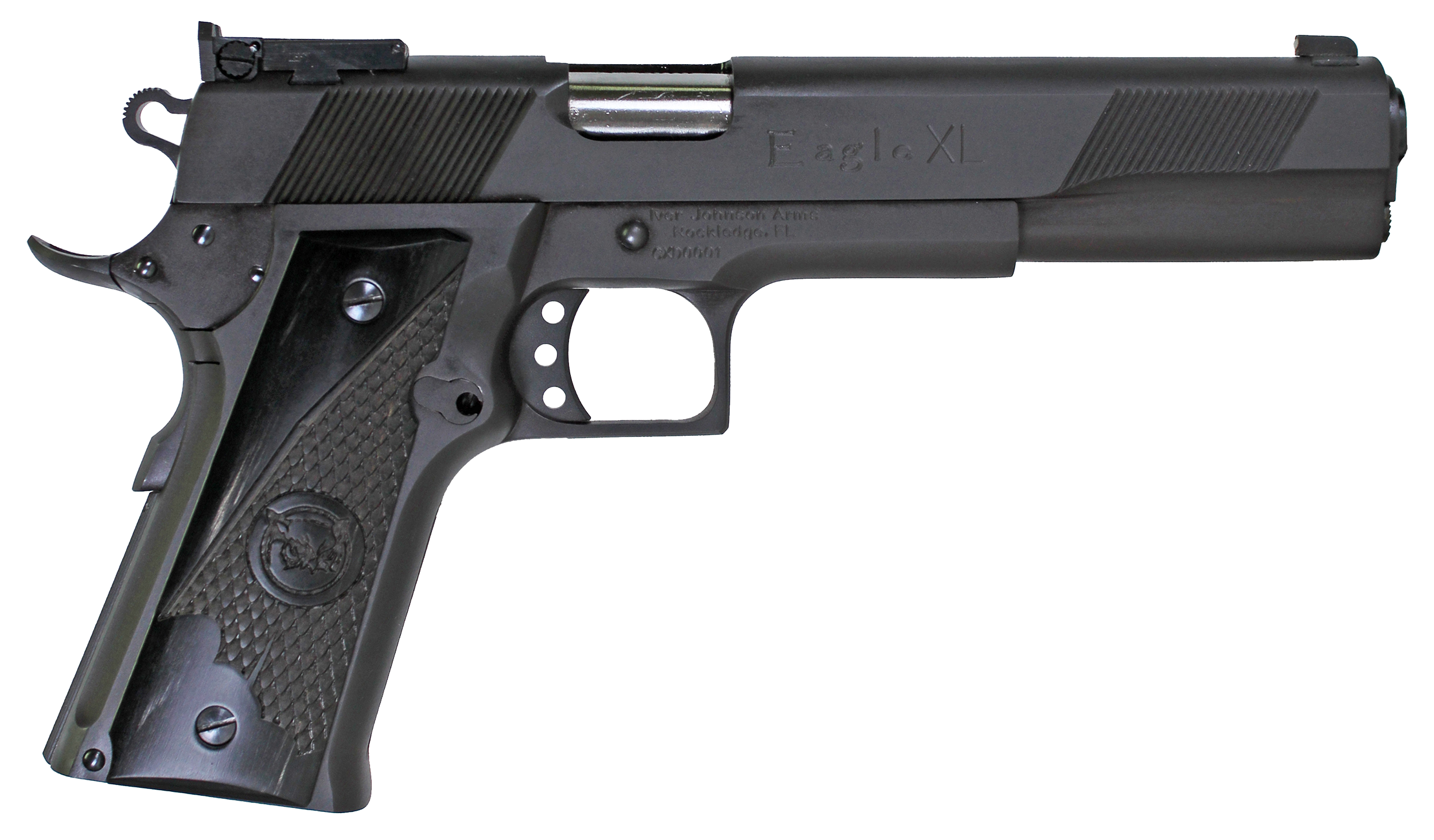 Iver Johnson Arms EAGLEXLDS Eagle XL 45 ACP 14+1 6" Stainless Steel Barrel, Matte Black Steel Serrated Slide, Matte Black Steel Frame w/Beavertail, Black G10 Grip