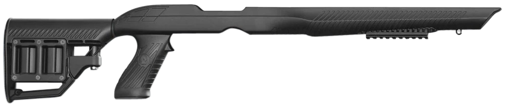 ADAPTIVE TACTICAL 1081039 Tac-Hammer RM4 Black Synthetic, Adjustable Stock with Magazine Compartments, Removable Barrel Inserts, Stowaway Accessory Rail, Fits Ruger 10/22 (Most Barrel Contours)