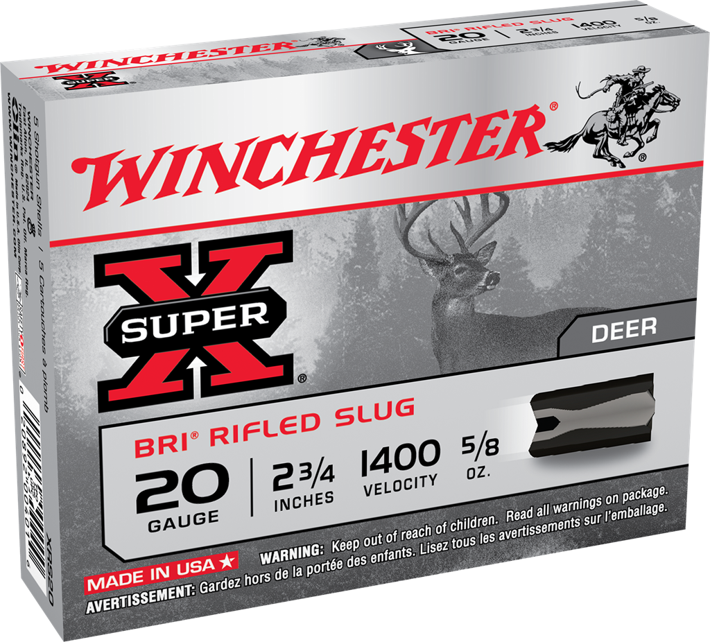 WINCHESTER 20G SUPER X 2-3/4" BRI RFLD SLUG 5/8OZ 5RDS/BX