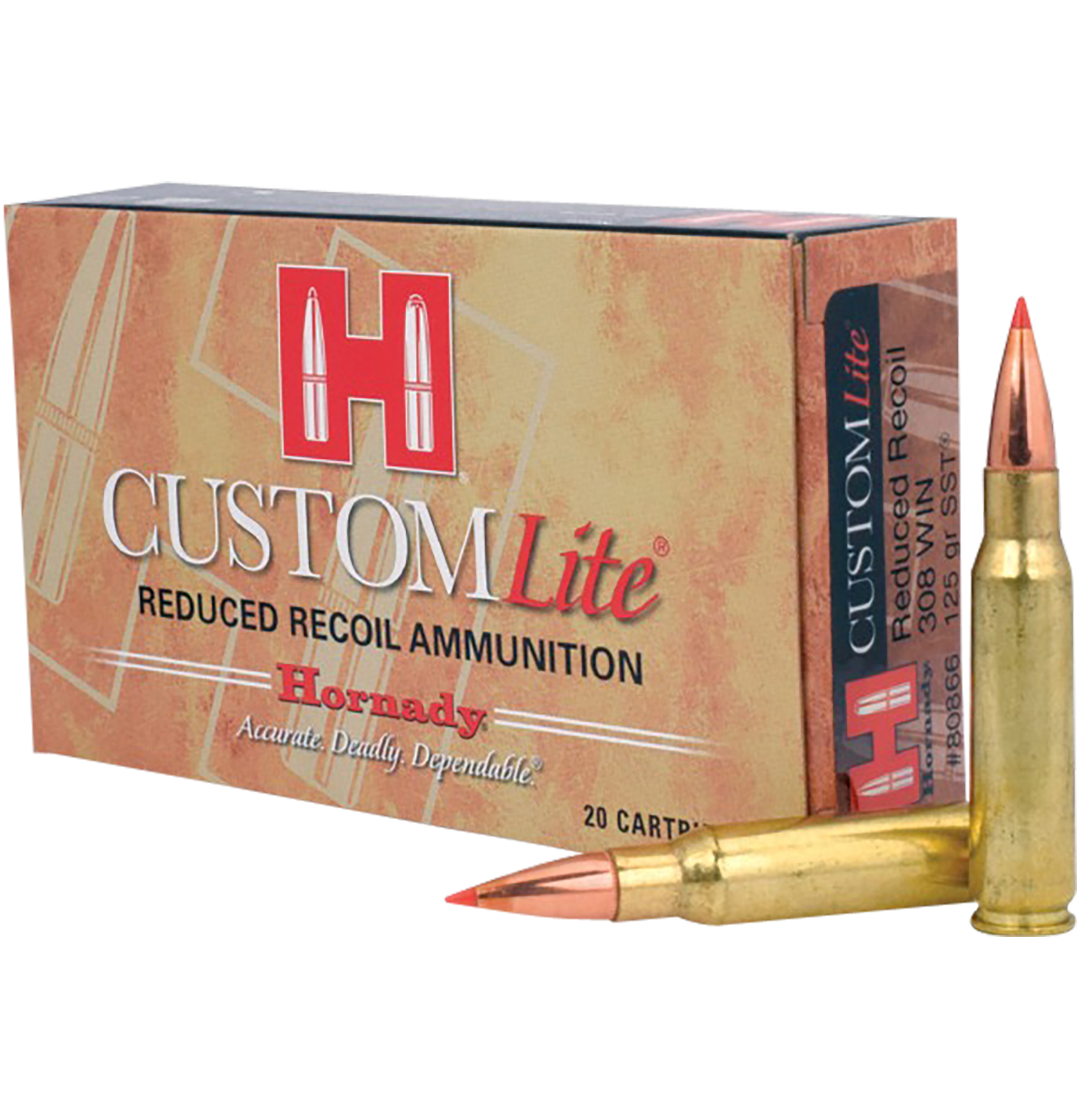 Hornady 80866 Custom Lite 308Win 125gr Super Shock Tip 20 Per Box/10 Case
