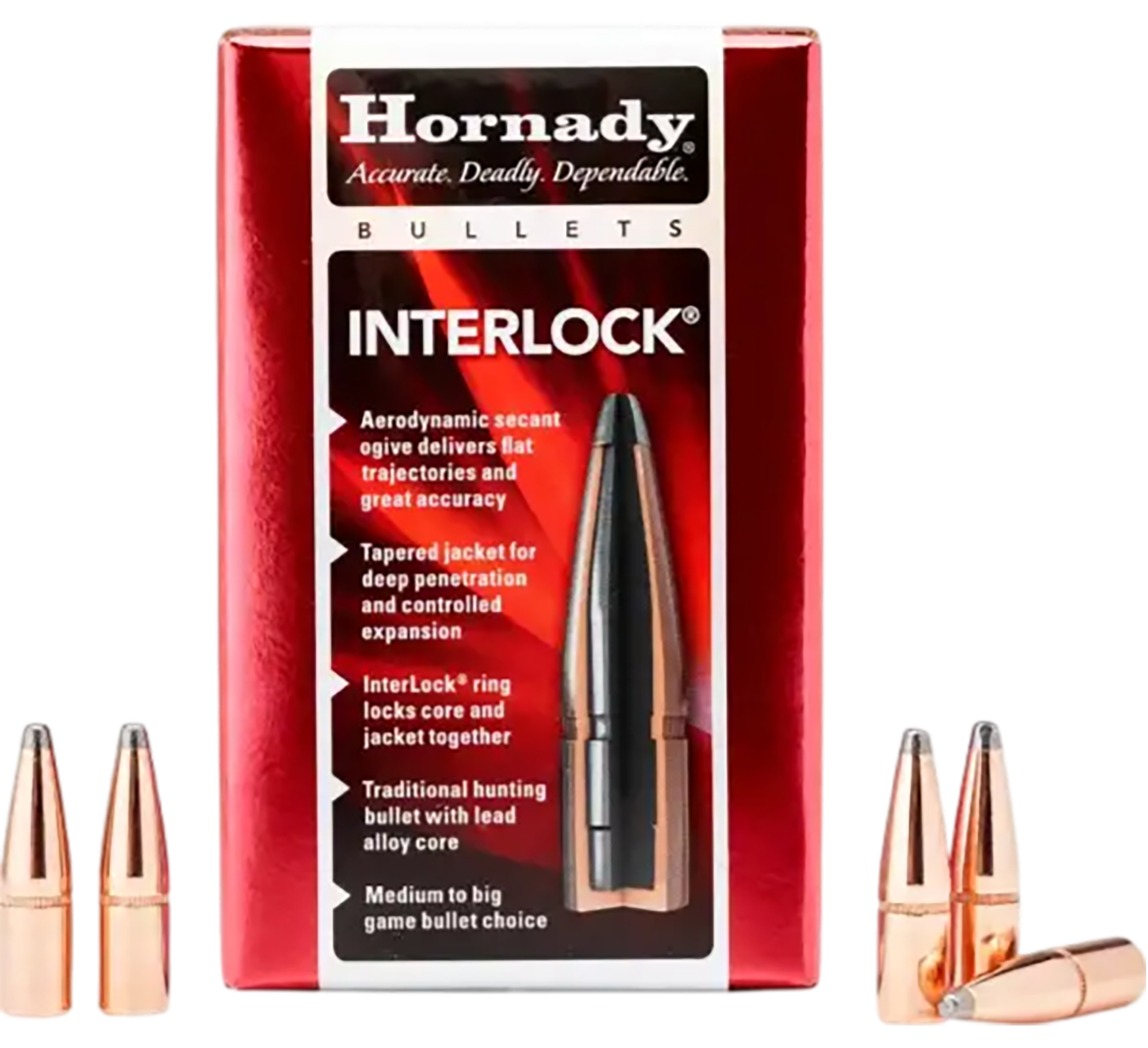Hornady 2640 InterLock  6.5mm .264 160 gr Round Nose 100 Per Box/ 15 Case