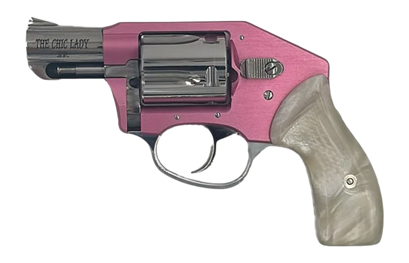 Charter Arms 53852 Chic Lady Off Duty Small 38 Special, 5 Shot 2" High Polished Stainless Steel Barrel & Cylinder, Pink Aluminum Frame, Pearl Grip, Concealed Hammer
