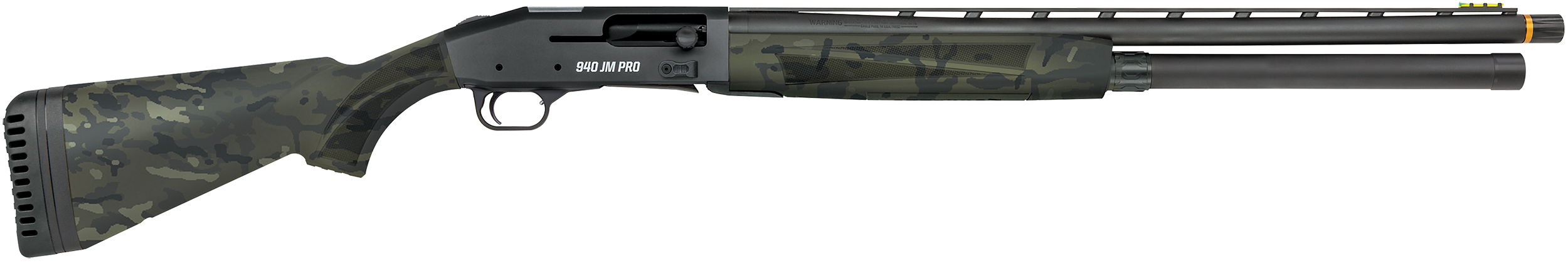 Mossberg 85166 940 Pro 12 Gauge 9+1 3" 24", Tungsten Gray Optic Cut Rec, Black Multicam Synthetic Furniture, Adj. Shim Stock, Gold Oversized Controls, HiViz Fiber Optic Sight, Ext. Chokes