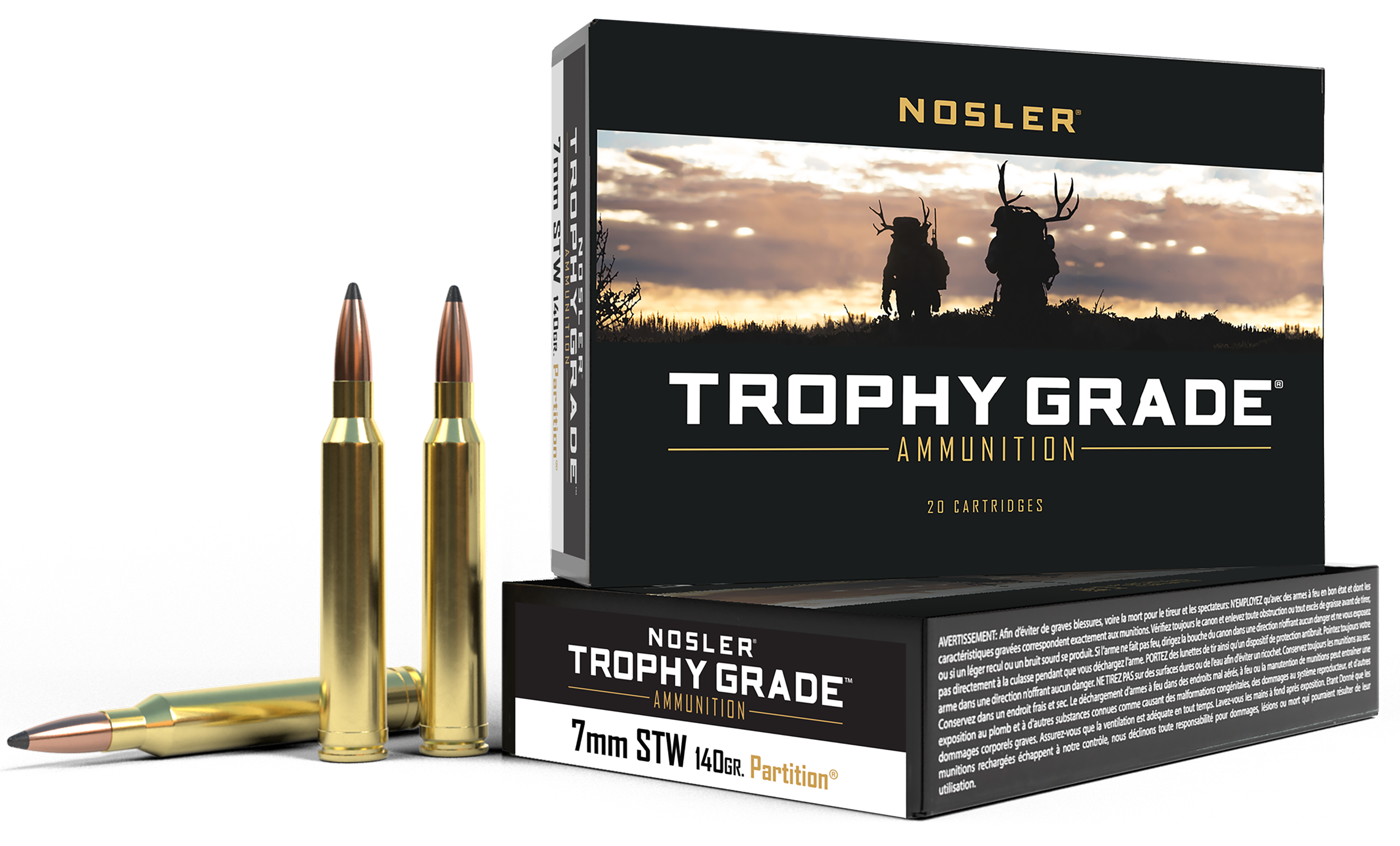 Nosler 60046 Trophy Grade  7mmSTW 140gr Nosler Spitzer Partition 20 Per Box/10 Case