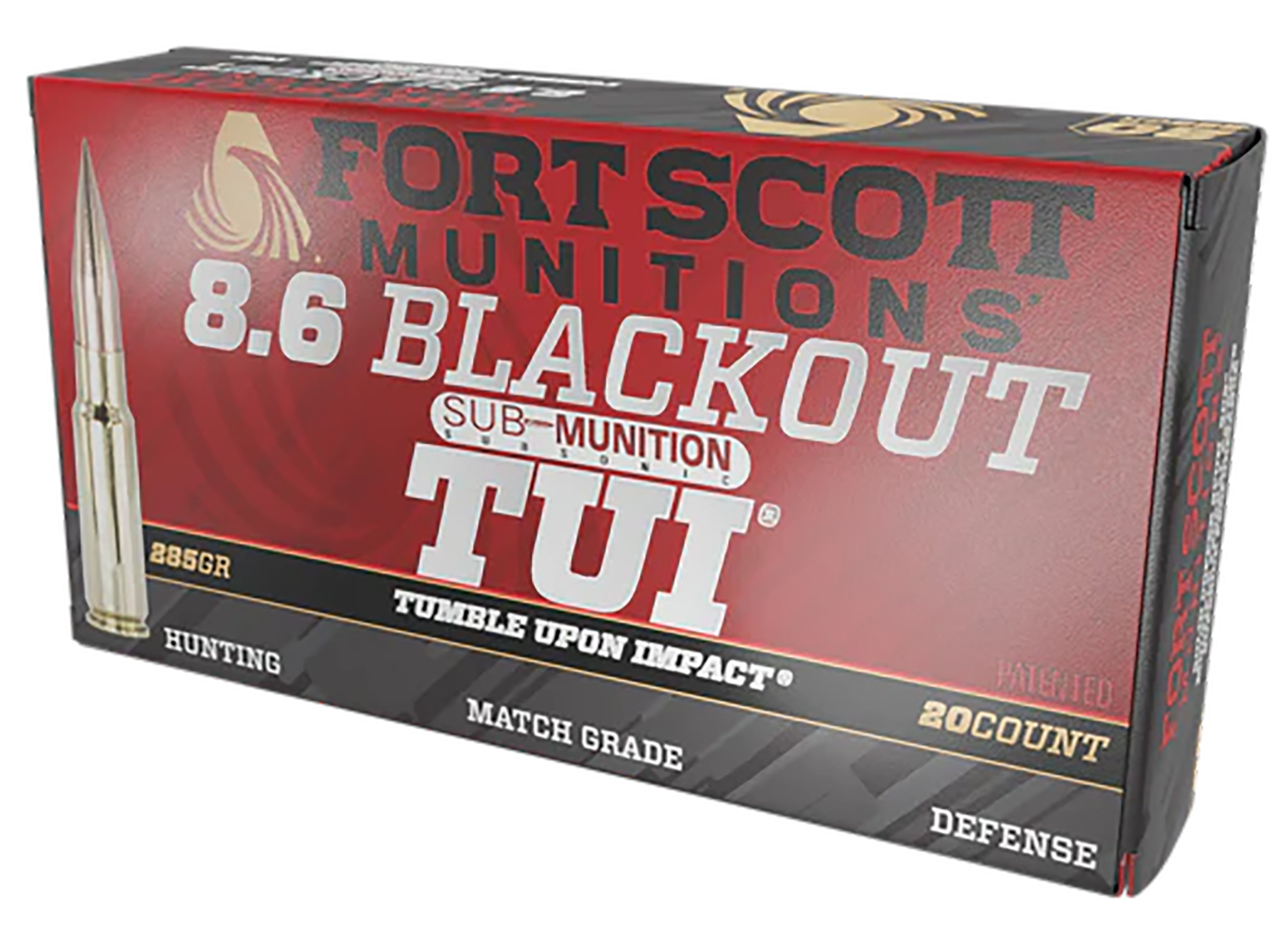 Fort Scott Munitions 86BLK285SCV2SS Tumble Upon Impact (TUI) 8.6Blackout 285gr Solid Copper Spun 20 Per Box/10 Case