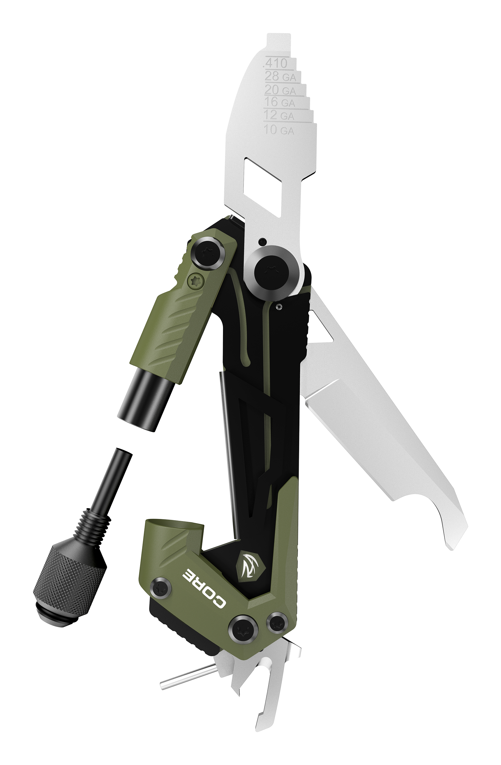 Real Avid AVGTCORSG Core Gun Tool Shotgun Olive Green/Black Stainless Steel Folding 1.50" Shotgun
