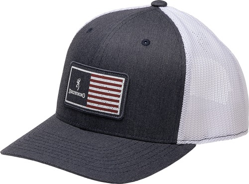 BROWNING CAP MUSTANG 110 MESH BACK REC FLAG PATCH NAVY!