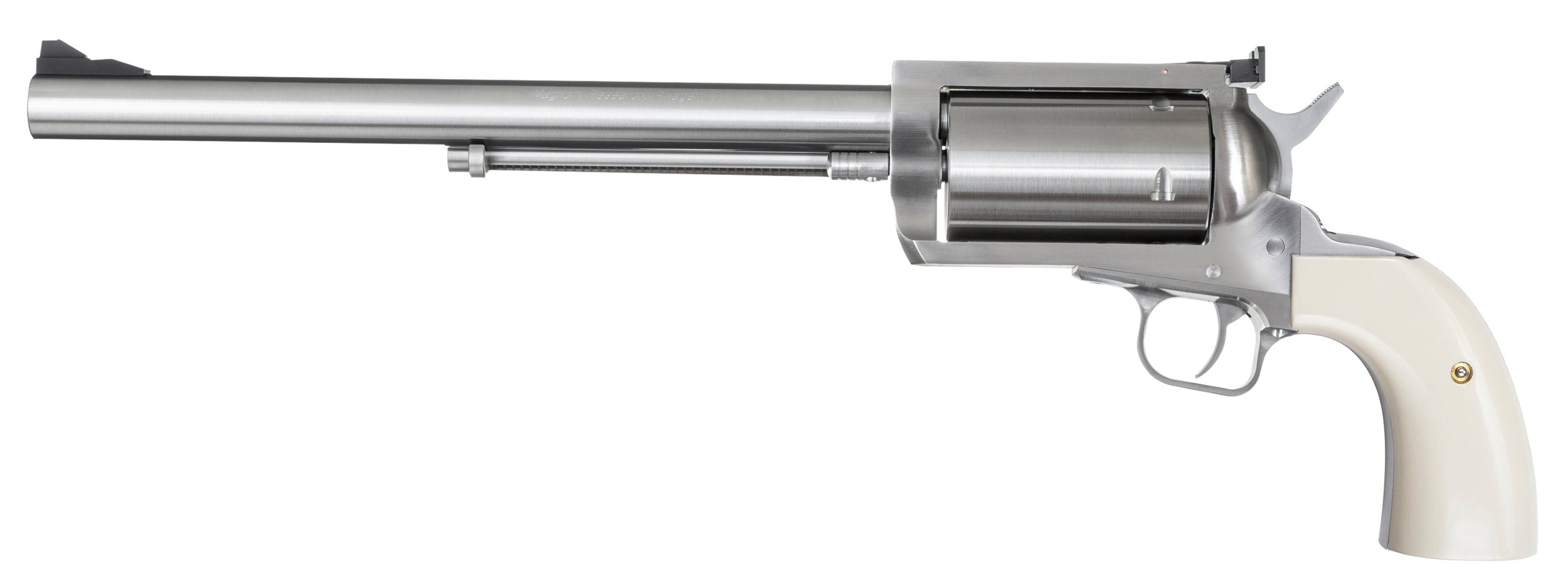 Magnum Research BFR500SW10B BFR Long Cylinder Extra Large 500 S&W Mag 5 Shot 10" Brushed Stainless Steel Barrel, Cylinder & Frame, Bisley White Laminate Grip, Exposed Hammer