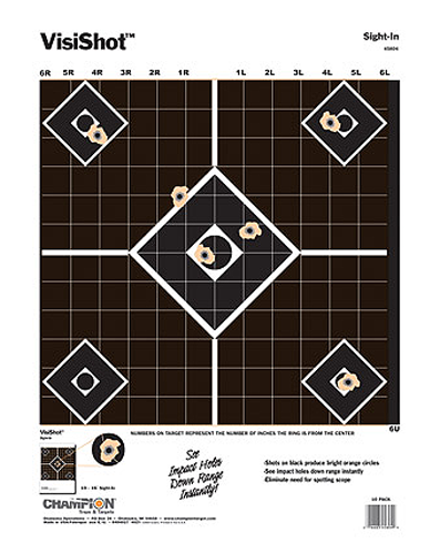 Champion Targets 45804 VisiShot  5-Diamond Paper Hanging Pistol/Rifle 13" x 18" Black/White 10 Pack