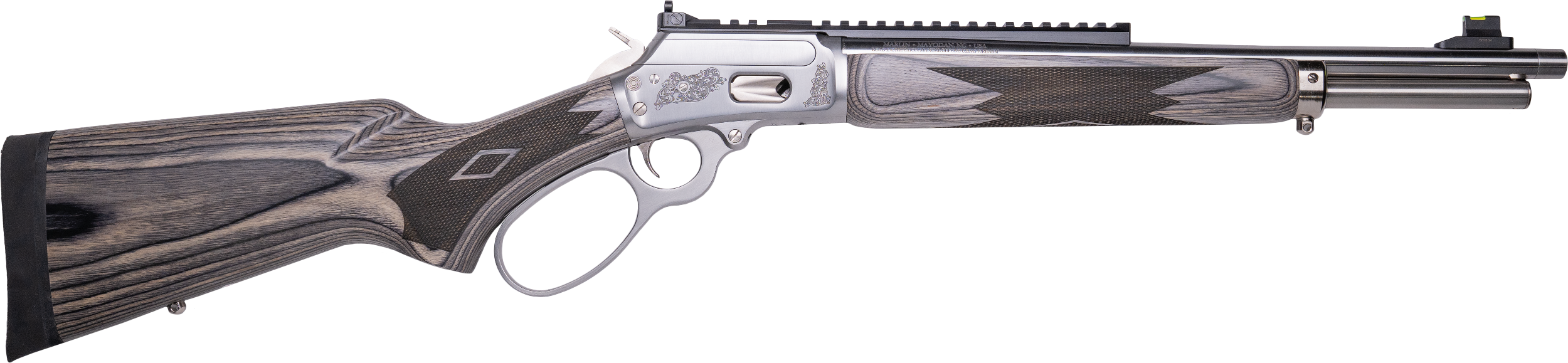 Cnc Firearms CNCMAR44 Marlin 1894 Wild Boar 44 Mag 8+1 16" Polished Threaded Barrel, Polished Engraved w/Wild Boar Stainless Steel Receiver w/Picatinny Rail Receiver, Gray Fixed Laminate Stock
