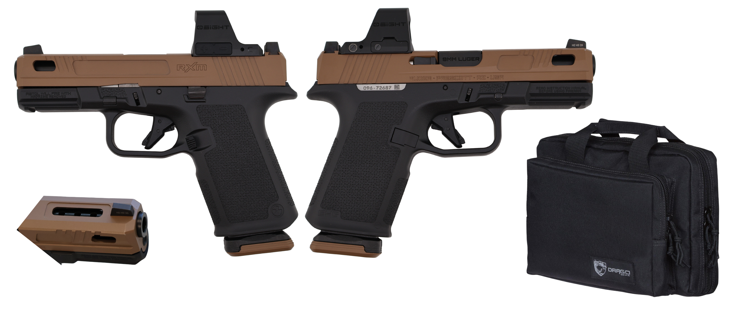 Ruger RXM TacPac 9mm 15rd Black/Tan OSight Optic Pistol