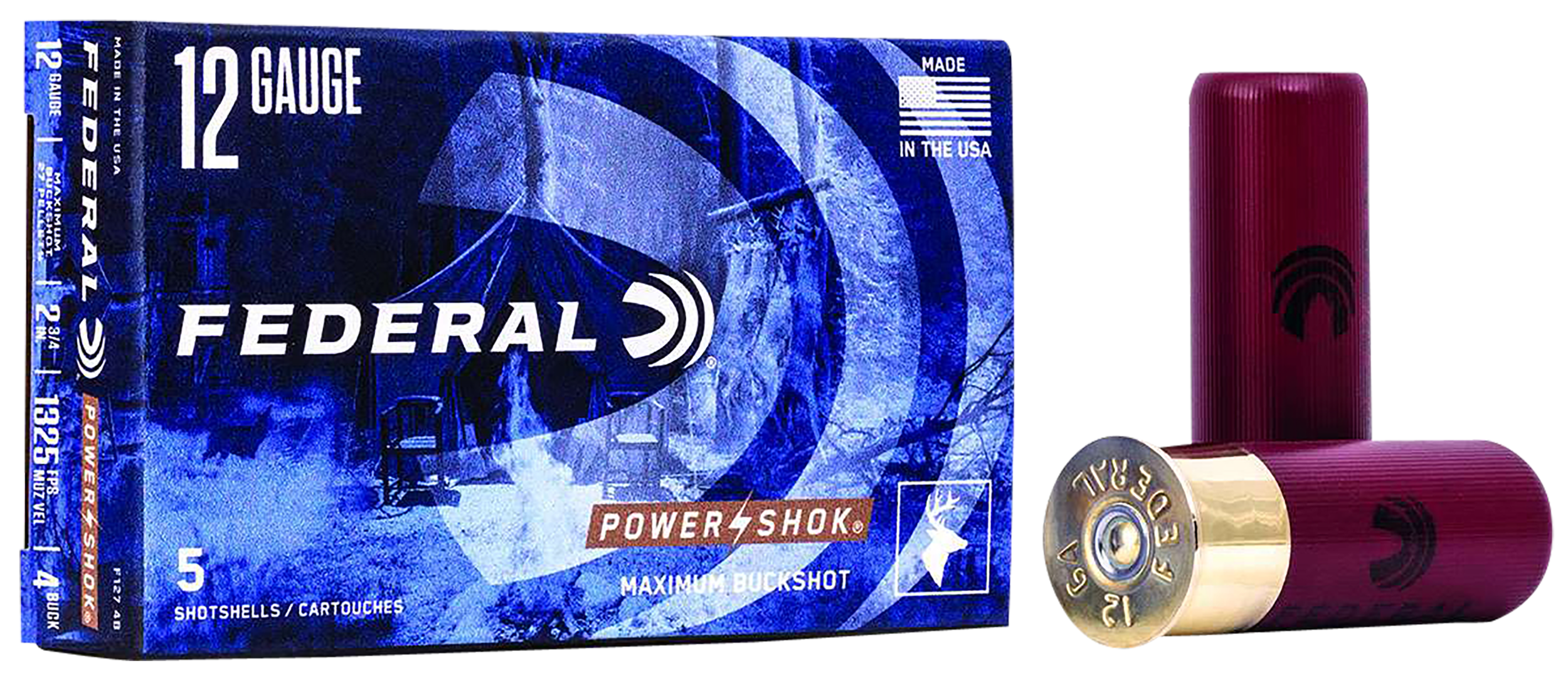 Federal F1274B Power-Shok Magnum 12Gauge 2.75" 27Pellets 1 1/4oz 4BuckShot 5 Per Box/50 Case
