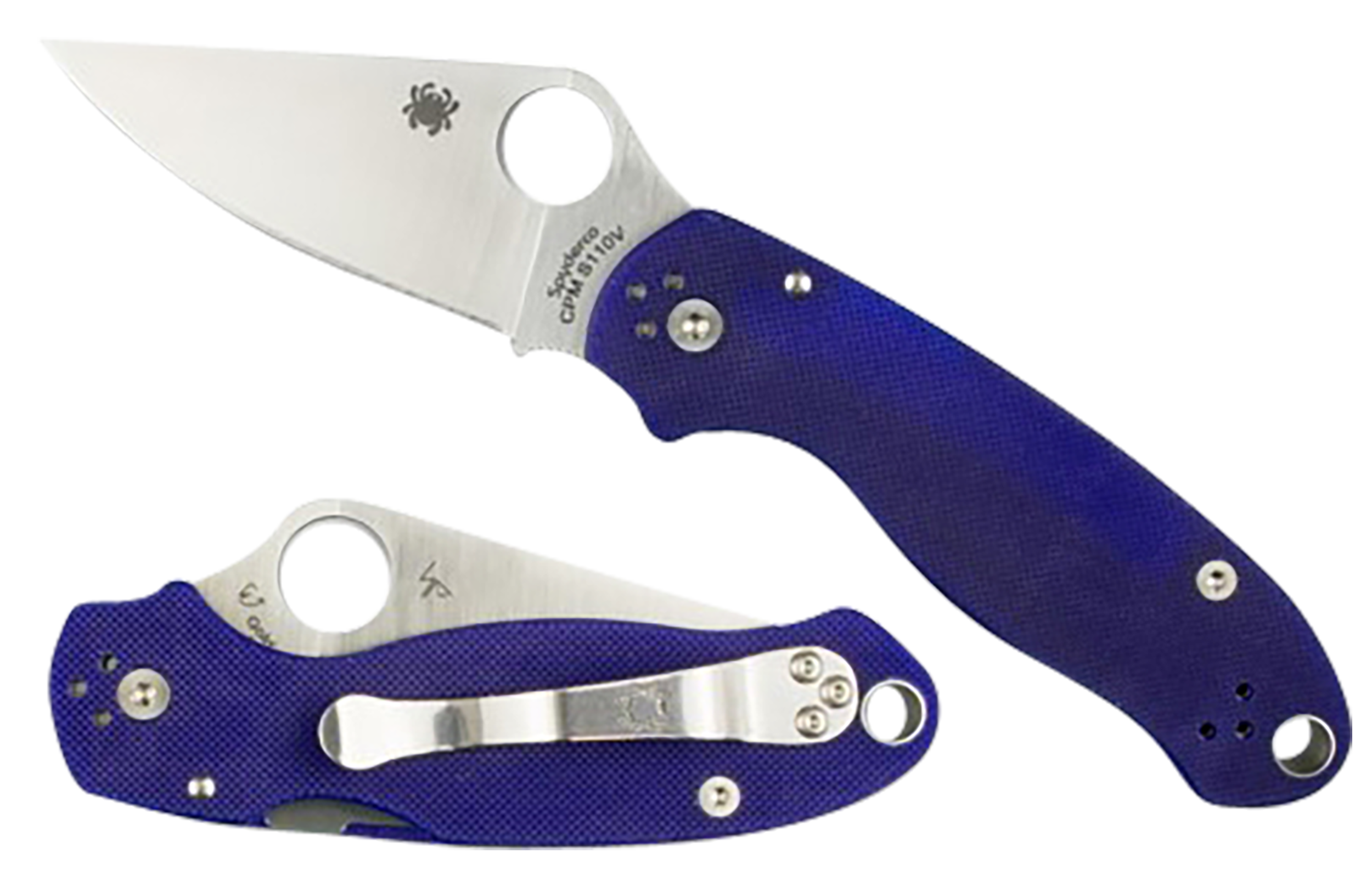 Spyderco C223GPDBL Para 3 2.95" Folding Plain Satin CPM S110V Blade/Dark Blue Textured G10 Handle Includes Pocket Clip
