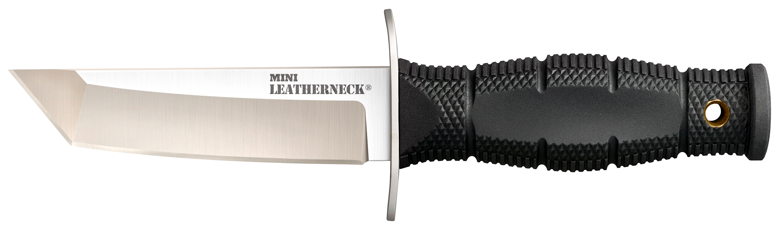 Cold Steel CS39LSAA Leatherneck  Mini 3.50" Fixed Tanto Plain Satin 8Cr13MoV SS Blade/3.25" Black Deep Checkered w/Double Quillon Guard Kray-Ex Handle Includes Sheath
