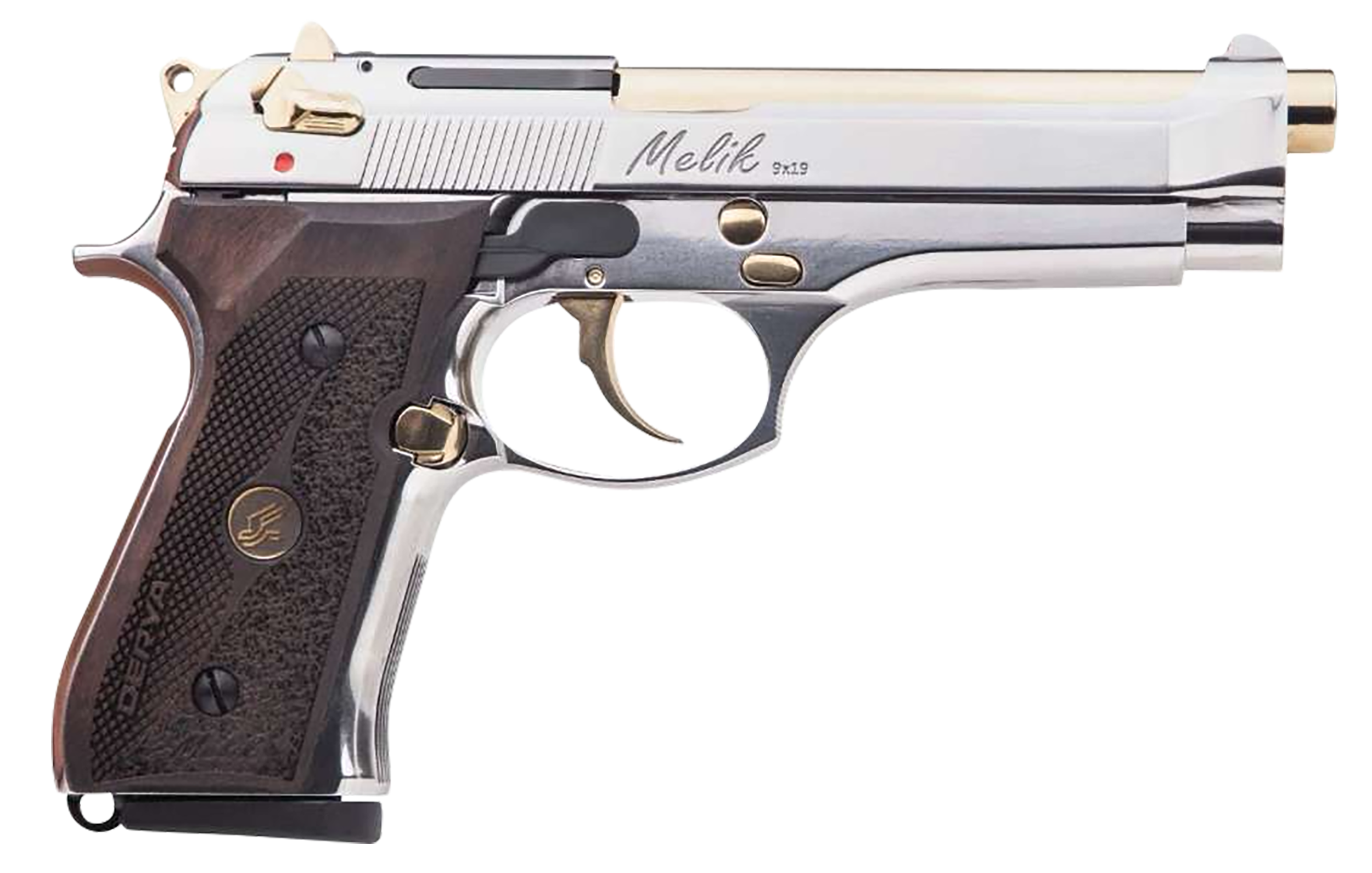 Derya Firearms MELIK9.NG.TR Melik  9mm Luger 17+1 4.90" Gold TiN Steel Barrel, Black Melonite Serrated Steel Slide,  Black Aluminum Frame, Black Polymer Grip