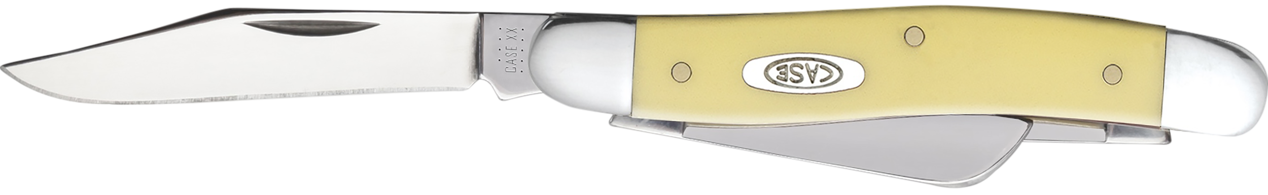 Case 00035 Stockman Medium 2.57"/1.88"/1.71" Folding Clip/Sheepsfoot/Spey Plain Tumble Polish Chrome Vanadium Steel Blade/Yellow Synthetic Handle