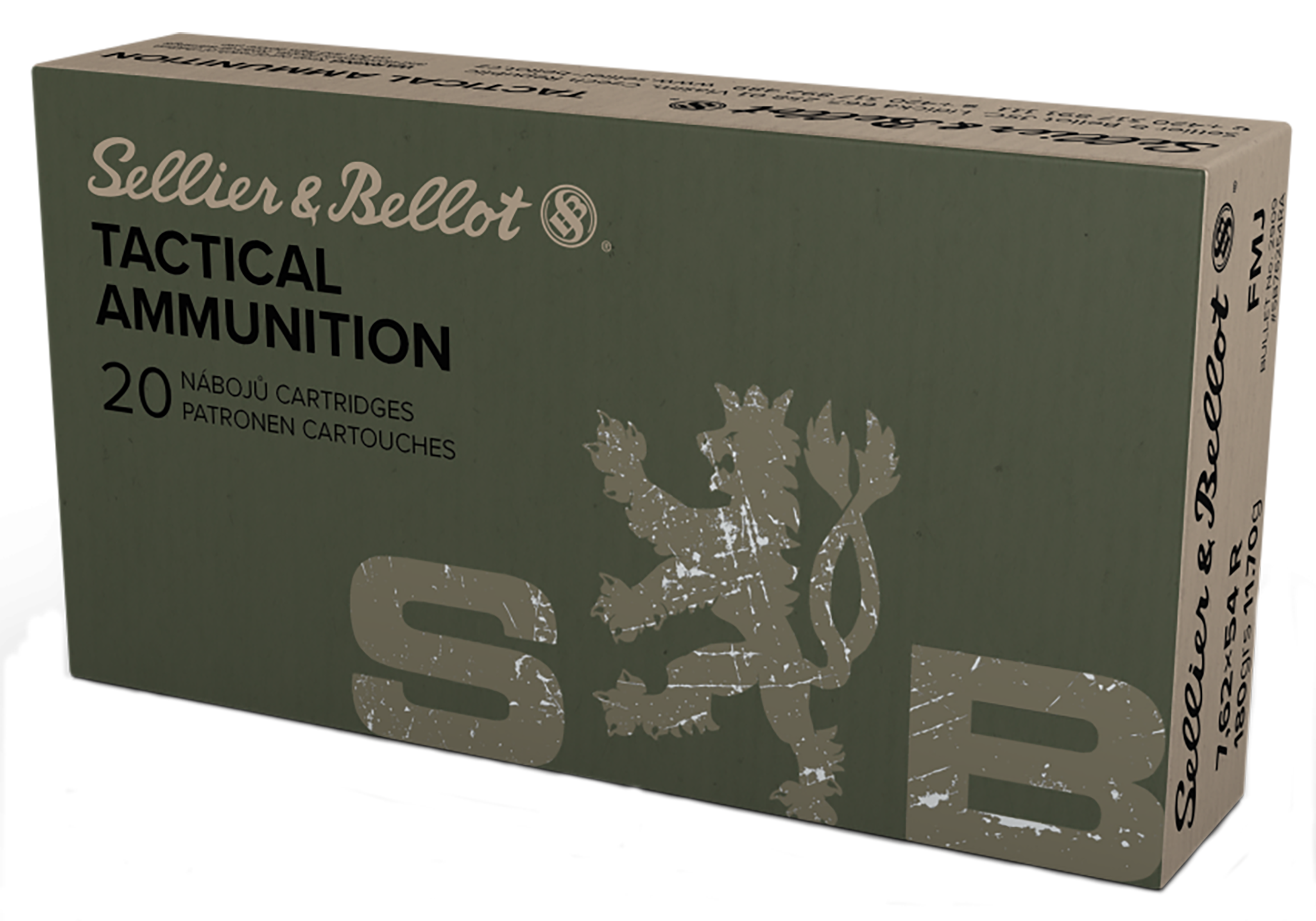 Sellier & Bellot SB76254RA Rifle  7.62x54mmR 180gr Full Metal Jacket 20 Per Box/20 Case