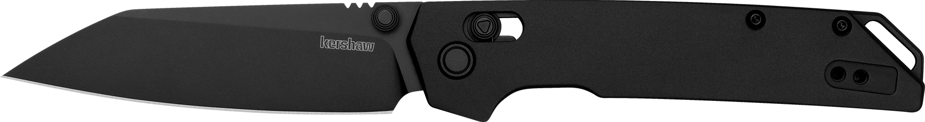 Kershaw 2038RBLK Iridium  3.45" Folding Reverse Tanto Plain Black Oxide D2 Steel Blade, Black Anodized Aluminum Handle