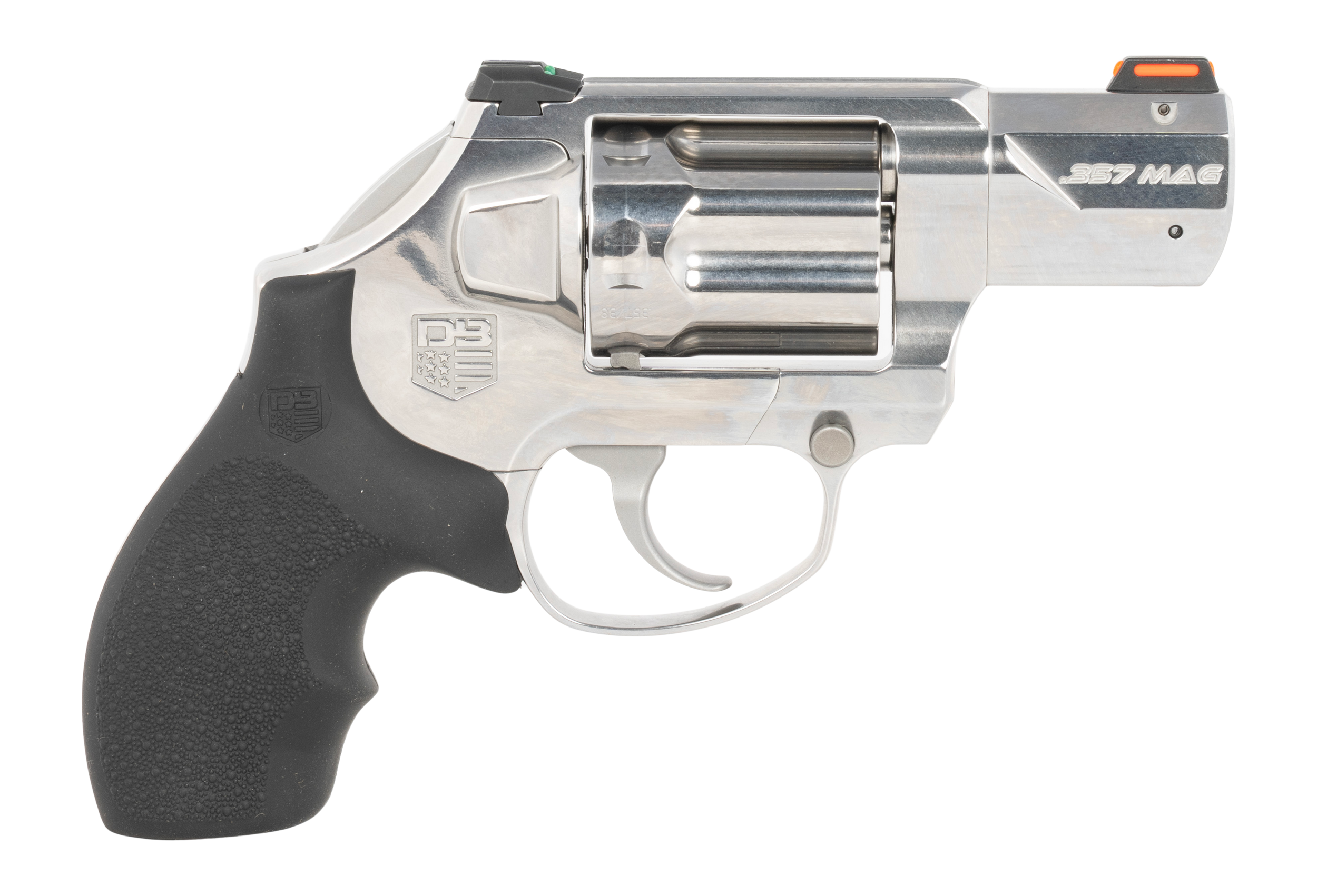 Diamondback DB0700S702 SDR  Small 357 Mag/38 Special +P 6 Shot 2" Stainless Steel Barrel, Cylinder & Frame, Black Hogue Rubber Grip, Concealed Hammer