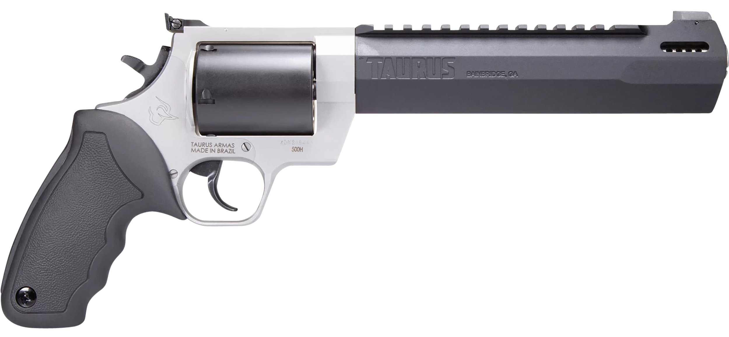 Taurus 2500085RH Raging Hunter  Large Frame 500 S&W Mag 5rd 8.38" Matte Black Ported/Target Crown Barrel, Matte Black Oxide Cylinder, Matte Stainless Steel Frame, Black Rubber Grip