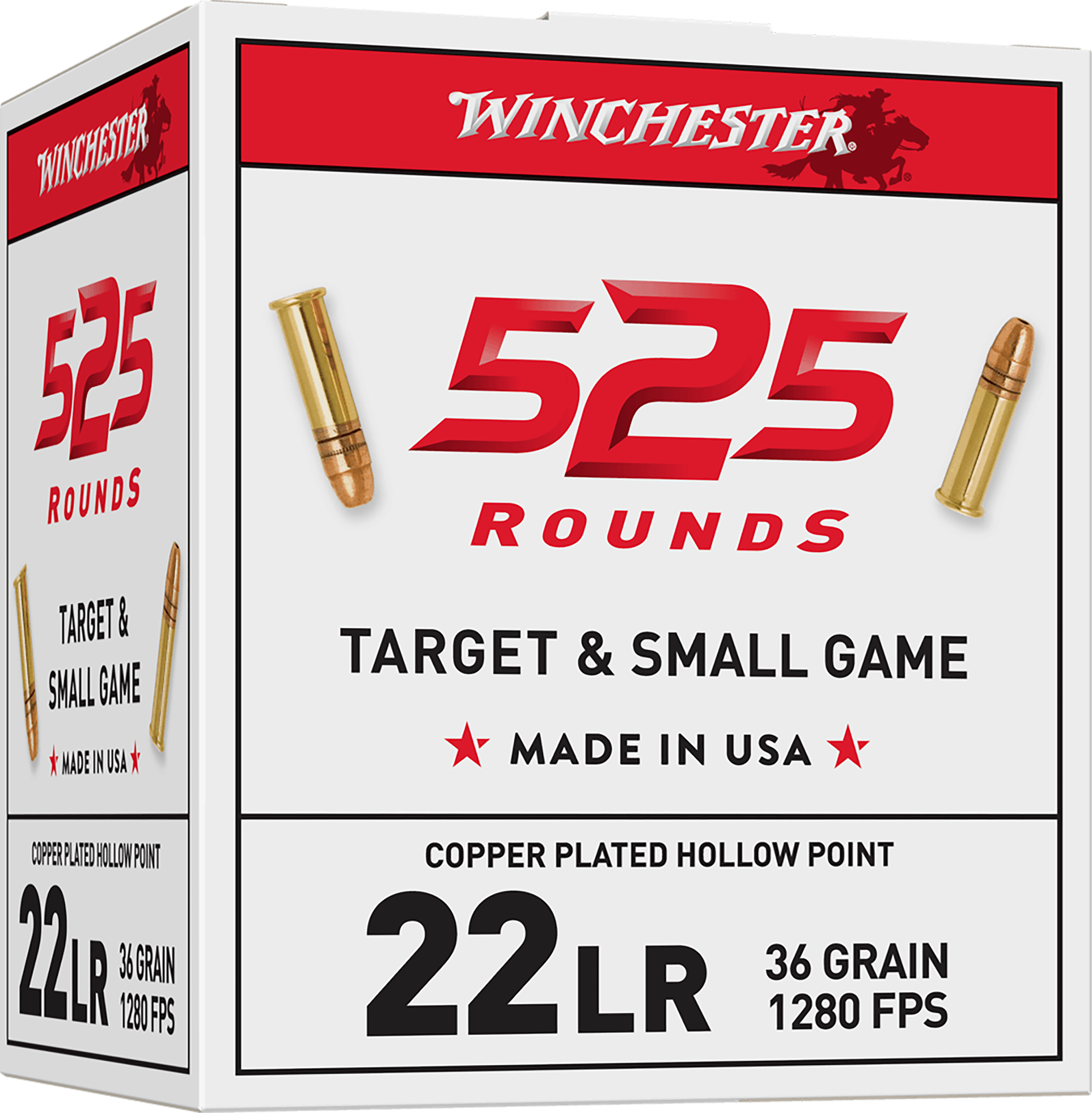 Winchester Ammo 22LR525HP USA  22LR 36gr Copper Plated Hollow Point 525 Per Box/10 Case *Bulk