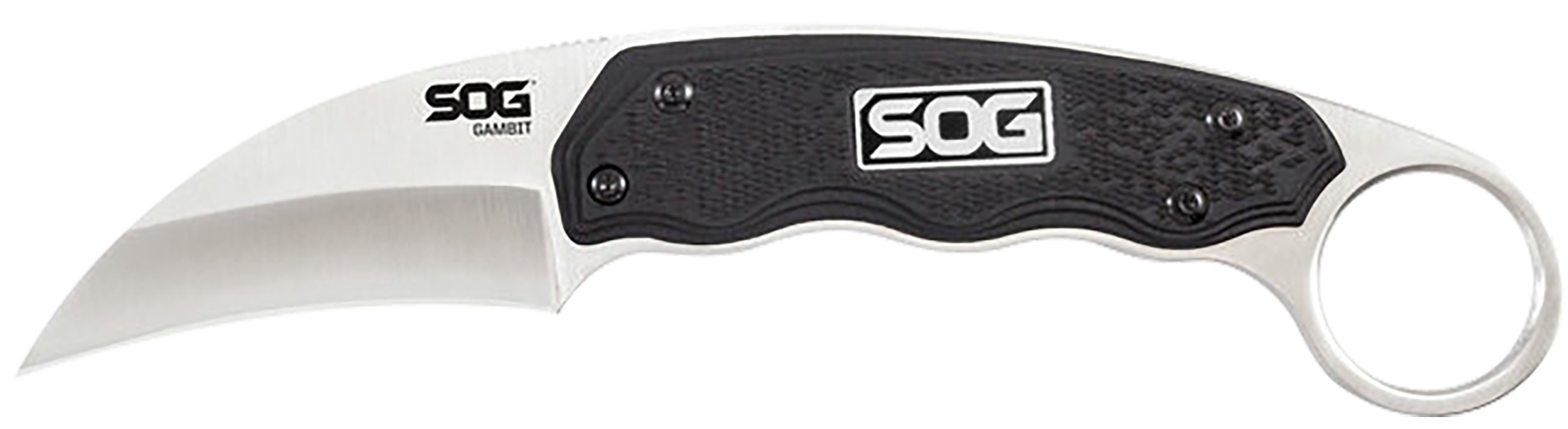 S.O.G SOG-GB1001-C Gambit  2.58" Fixed Sheepsfoot Plain Satin Polished 7Cr17MoV SS Blade Black GRN Handle Includes Sheath