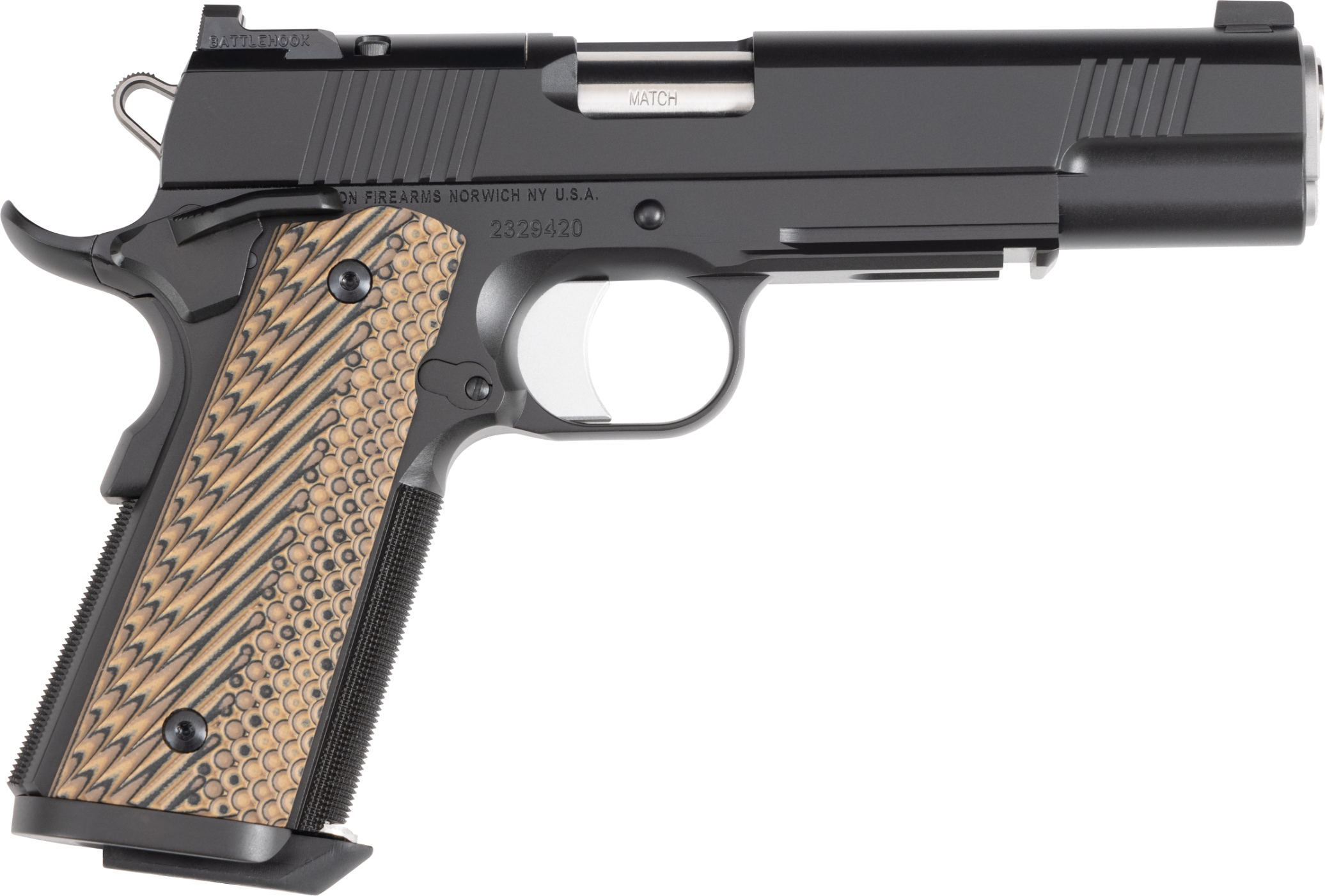 Dan Wesson 01794 Specialist  Full Size Frame 10mm Auto 8+1 5" Stainless Match Grade Barrel, Black Duty Optics Ready/Serrated Steel Slide, Black Duty Steel Frame w/Picatinny Rail, Black/Brown G10 Grip