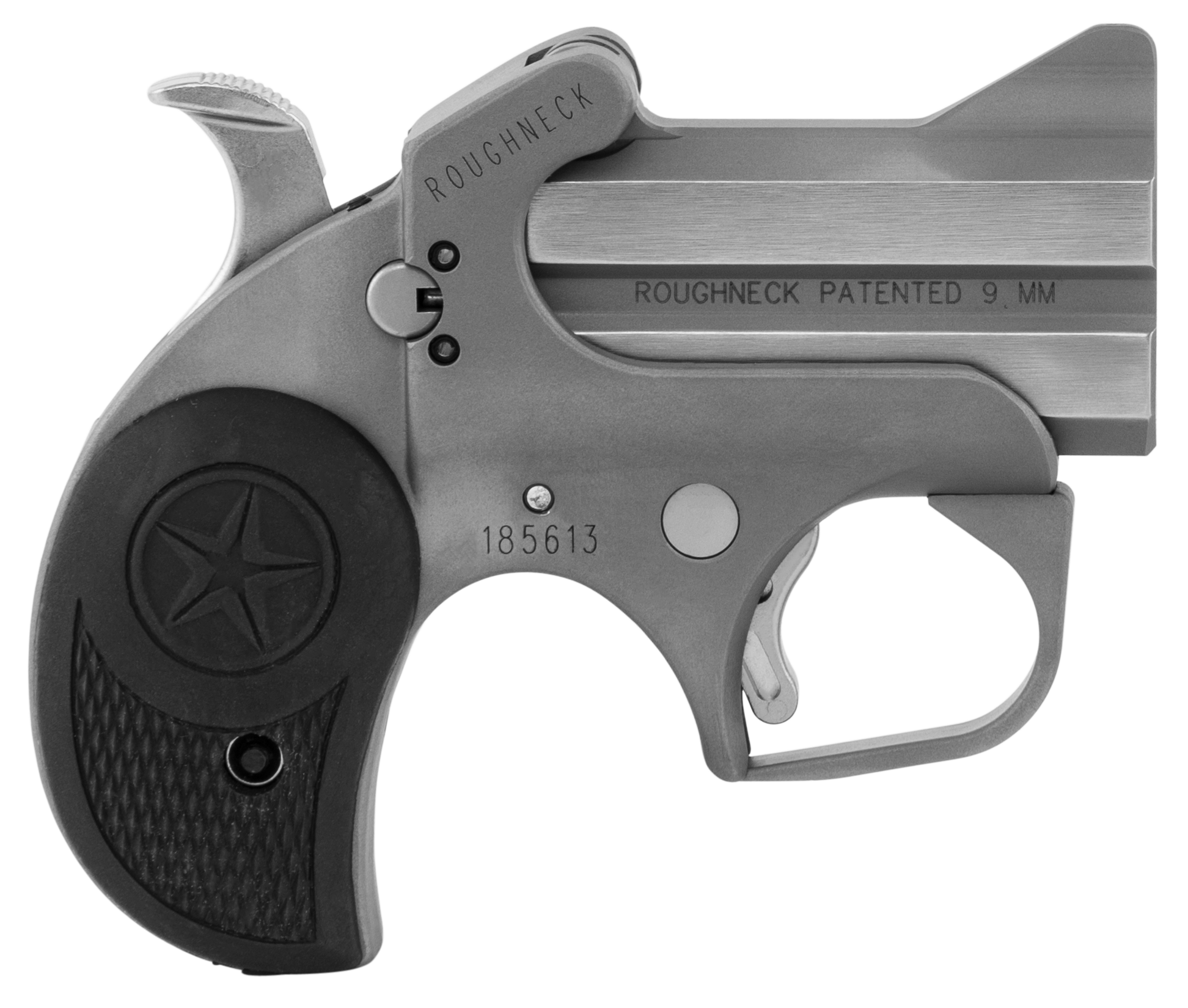 Bond Arms BARN Roughneck Rough Series 9mm Luger 2 Shot 2.50" Rough Matte Stainless Steel Barrel & Frame, Black Rubber Grips