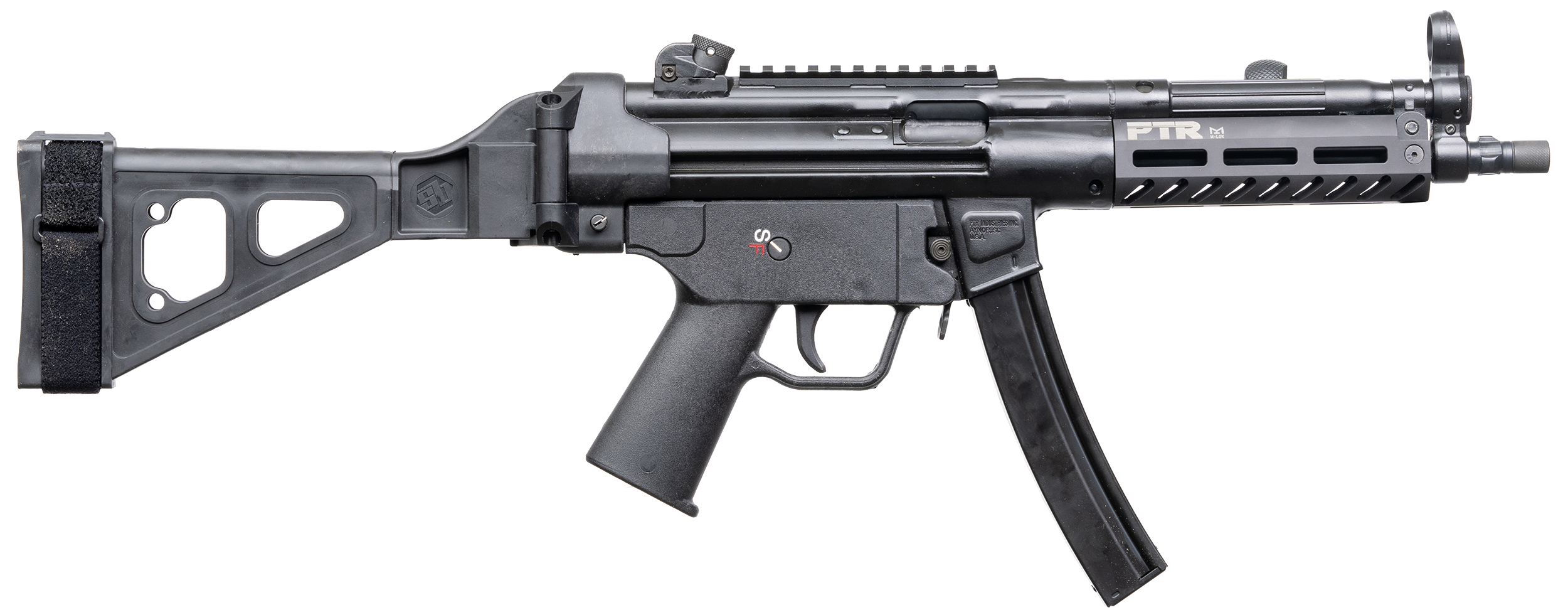 PTR  9CT BR 9mm Luger 30+1 8.86" Black Nitride 3-Lug Threaded Barrel, M-LOK Handguard, Black Parkerized Aluminum Picatinny Rail Receiver, SB Tactical Brace
