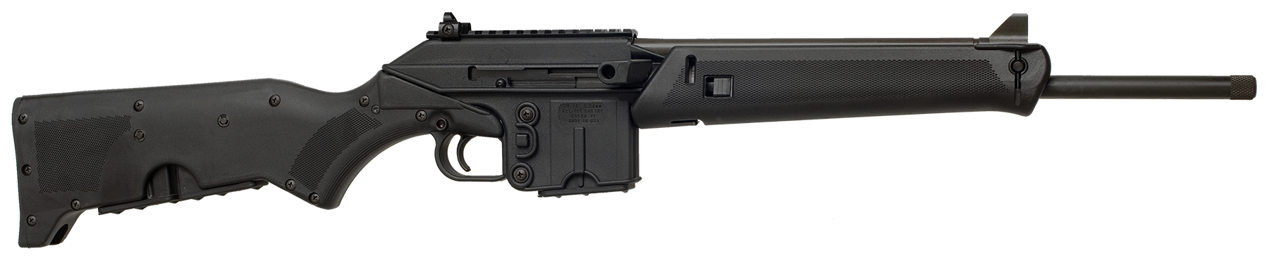 Kel-Tec SU16CABLK SU-16 *CA Compliant 5.56x45mm NATO Caliber with 16" Barrel, 10+1 Capacity, Black Metal Finish, Black Fixed Storage Compartment Stock Right Hand