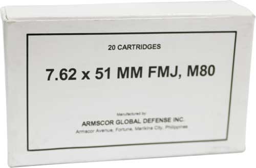ARMSCOR 7.62X51 M80 147GR FMJ 20RD 10BX/CS <