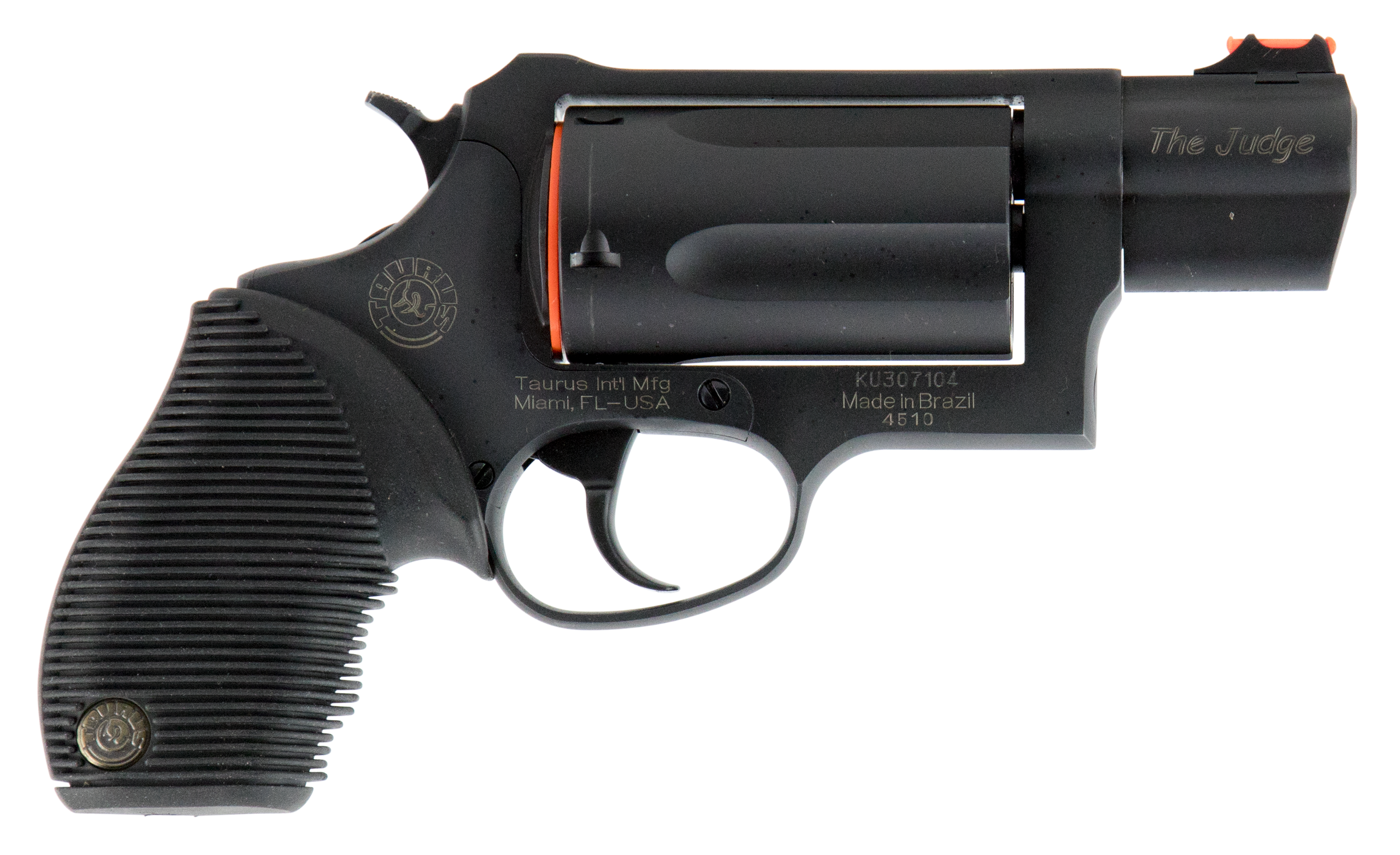 Taurus 2441031TC Judge Public Defender Small Frame 45 Colt (LC) 410 Bore 5rd 2" Matte Black Oxide Steel Barrel, Cylinder & Frame, Black Ribber Grip, Transfer Bar Safety, Exposed Hammer
