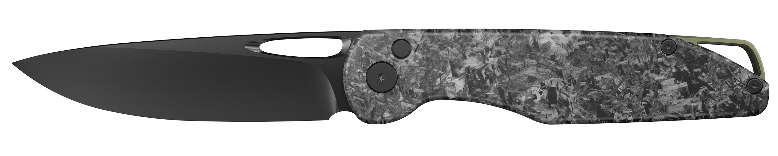 Outdoor Edge KN1C Kaytan  3.30" Drop Point Plain Black Oxide 8Cr13MoV SS Blade Carbon Fiber Handle