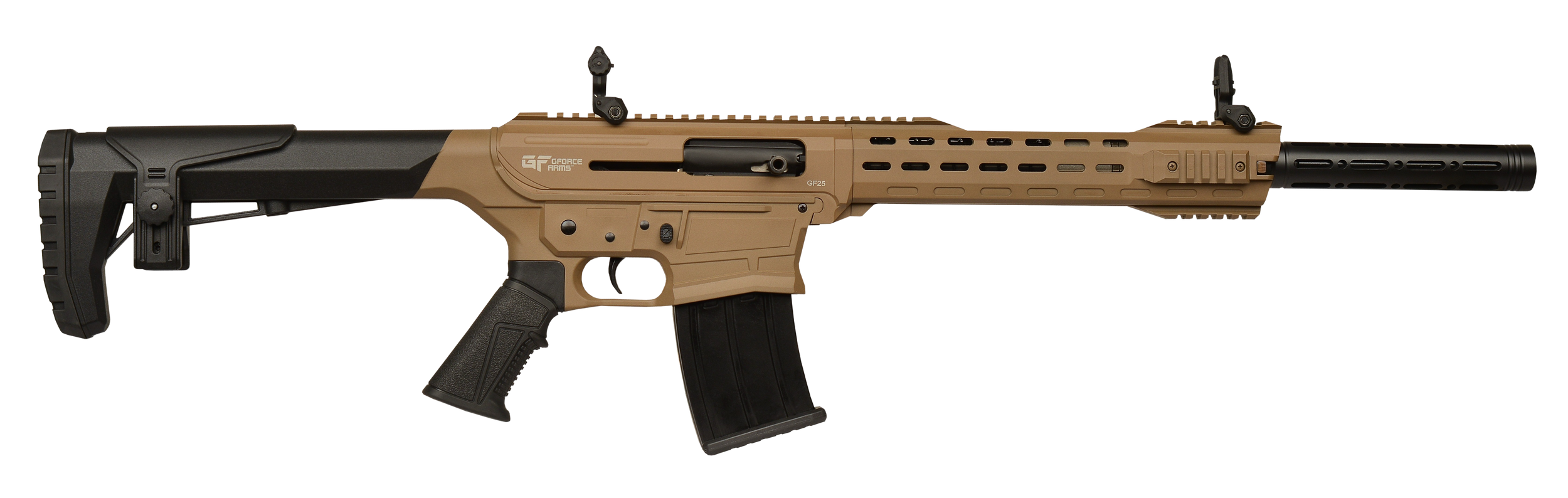 Gforce Arms GF2512FDE GF25  12 Gauge Semi-Auto 3" 5+1 20" Flat Dark Earth Cerakote Threaded Barrel Flat Dark Earth Cerakote Receiver, Black Synthetic Stock