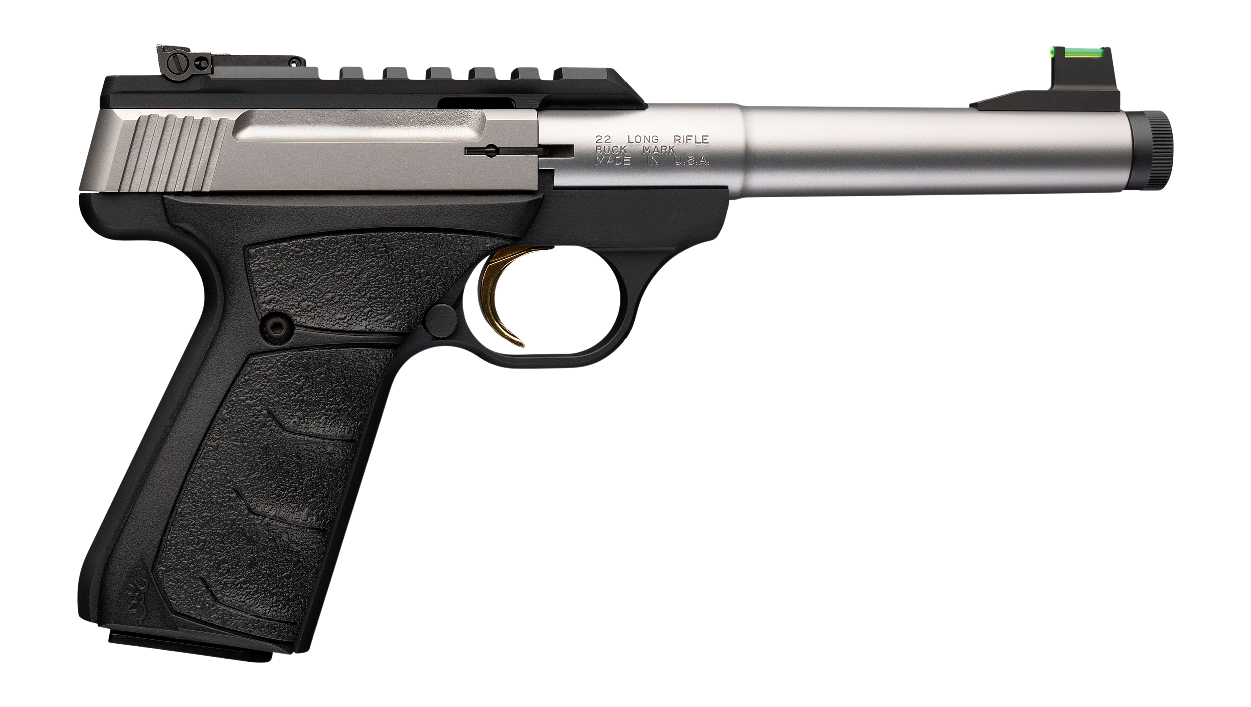 Browning 051618490 Buck Mark Plus Camper SR 22 LR 10+1 5.90" Matte Blued Bull Threaded Barrel, Picatinny Rail Receiver, Aluminum Frame, Black Overmolded UFX Grip