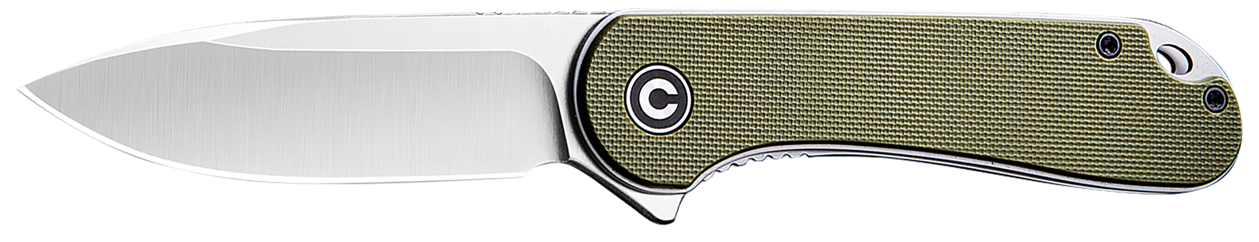 Civivi Knives C907E Elementum 2.96" Folding Plain Satin D2 Steel Blade, 4.03" Green Textured G10 Handle