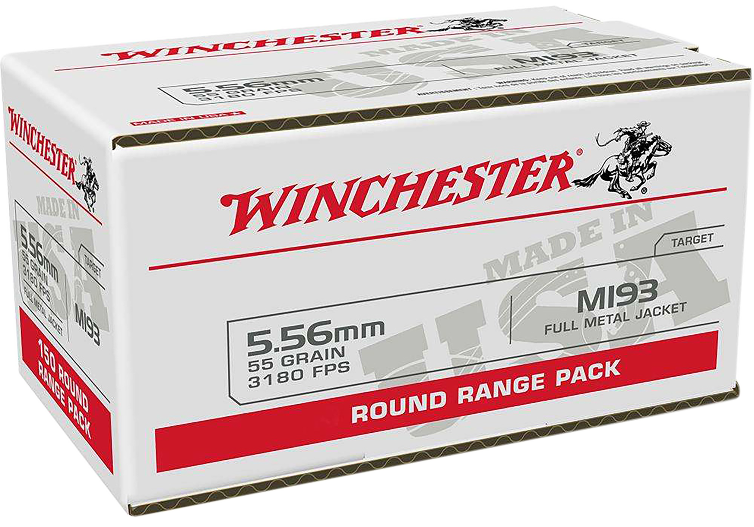 Winchester Ammo WM193100 5.56mm 55gr Full Metal Jacket 100 Per Box/10 Case