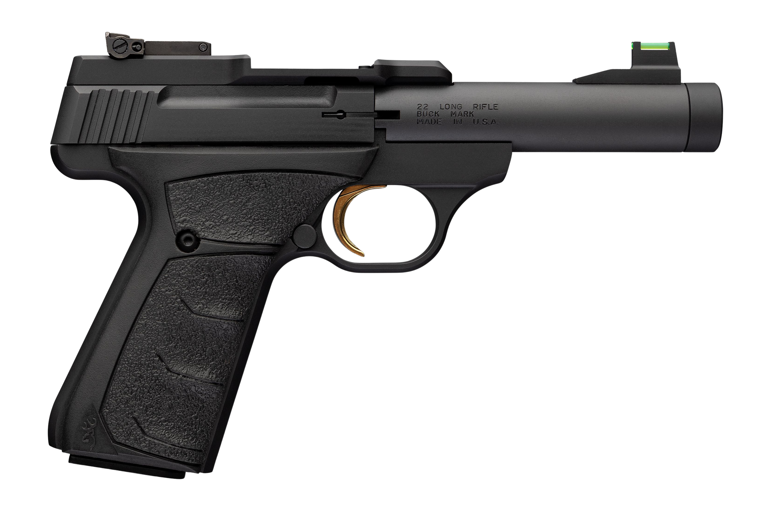 Browning 051608490 Buck Mark Micro Bull SR 22 LR 10+1 4.40" Matte Black Threaded Bull Barrel, Matte Black Alloy Frame, Black Overmolded UFX Grip, RMSc Footprint
