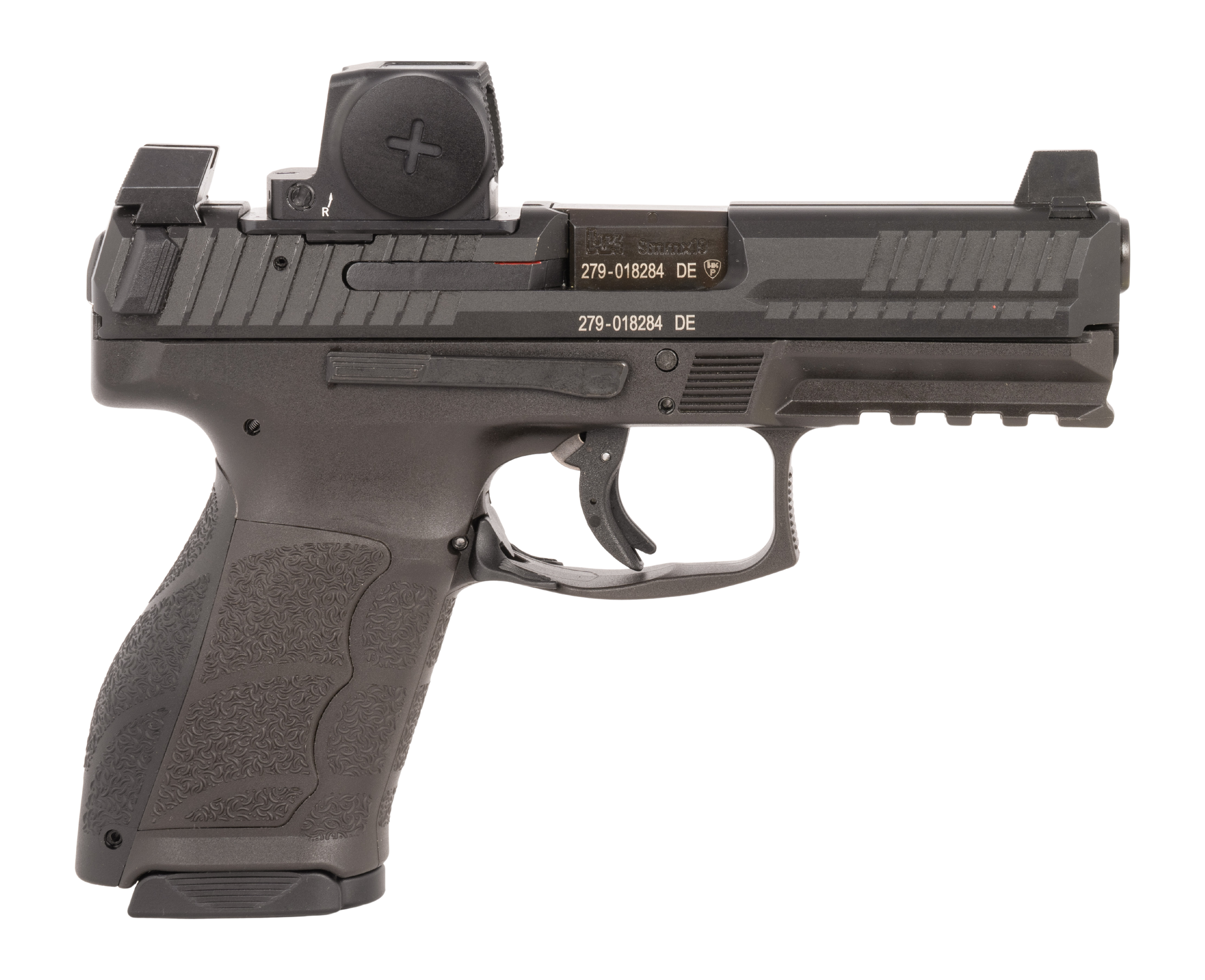 HK 81001348 VP9A1 K w/Optic Compact Frame 9mm Luger 15+1 4.09" Black Barrel, Black Steel Serrated w/Optic Slide, Black Polymer Frame w/Picatinny Rail, Interchangeable Backstrap Grip, Vortex CCW