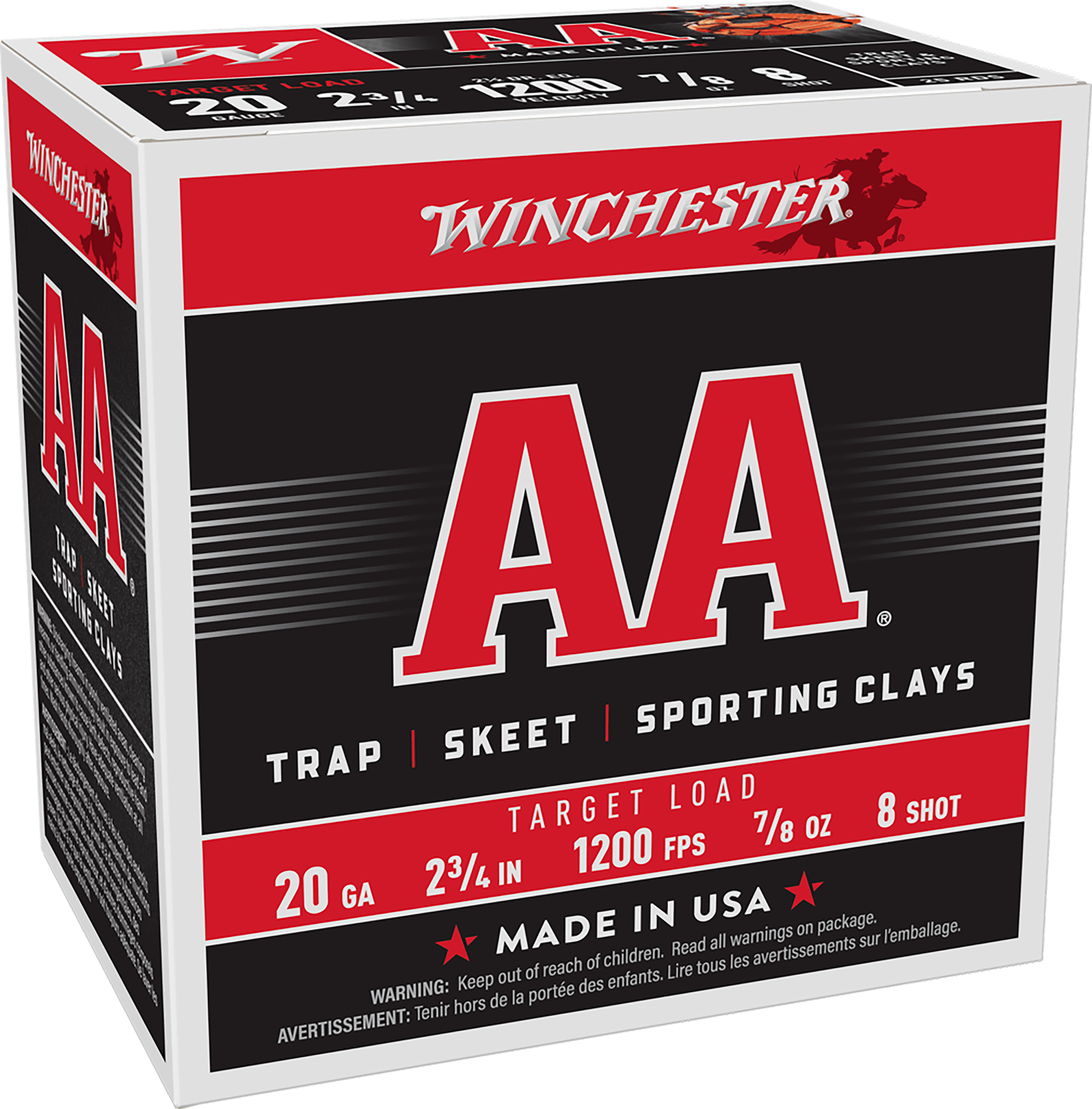 Winchester Ammo AA208 AA  20Gauge 2.75" 7/8oz 8Shot 25 Per Box/10 Case