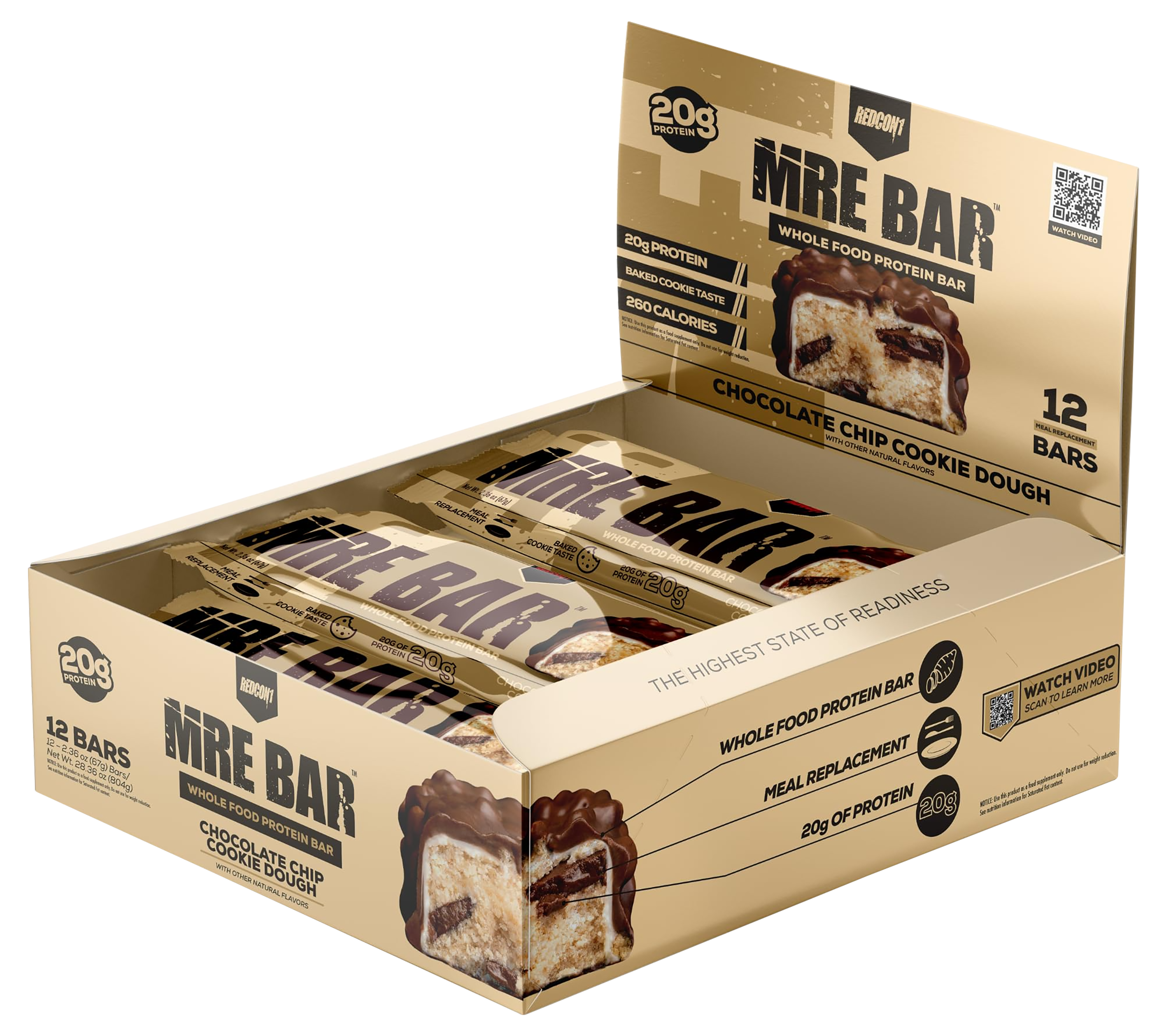 Redcon1 MRE Protein Bar Cookie Dough 12 Pack