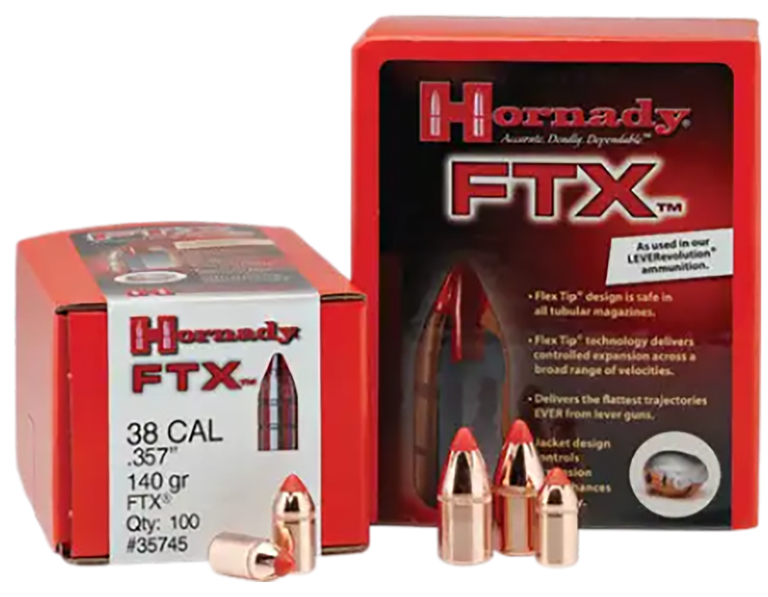 Hornady 50102 FTX 50 Cal .500 300 gr Flex Tip eXpanding 50 Per Box/ 25 Case