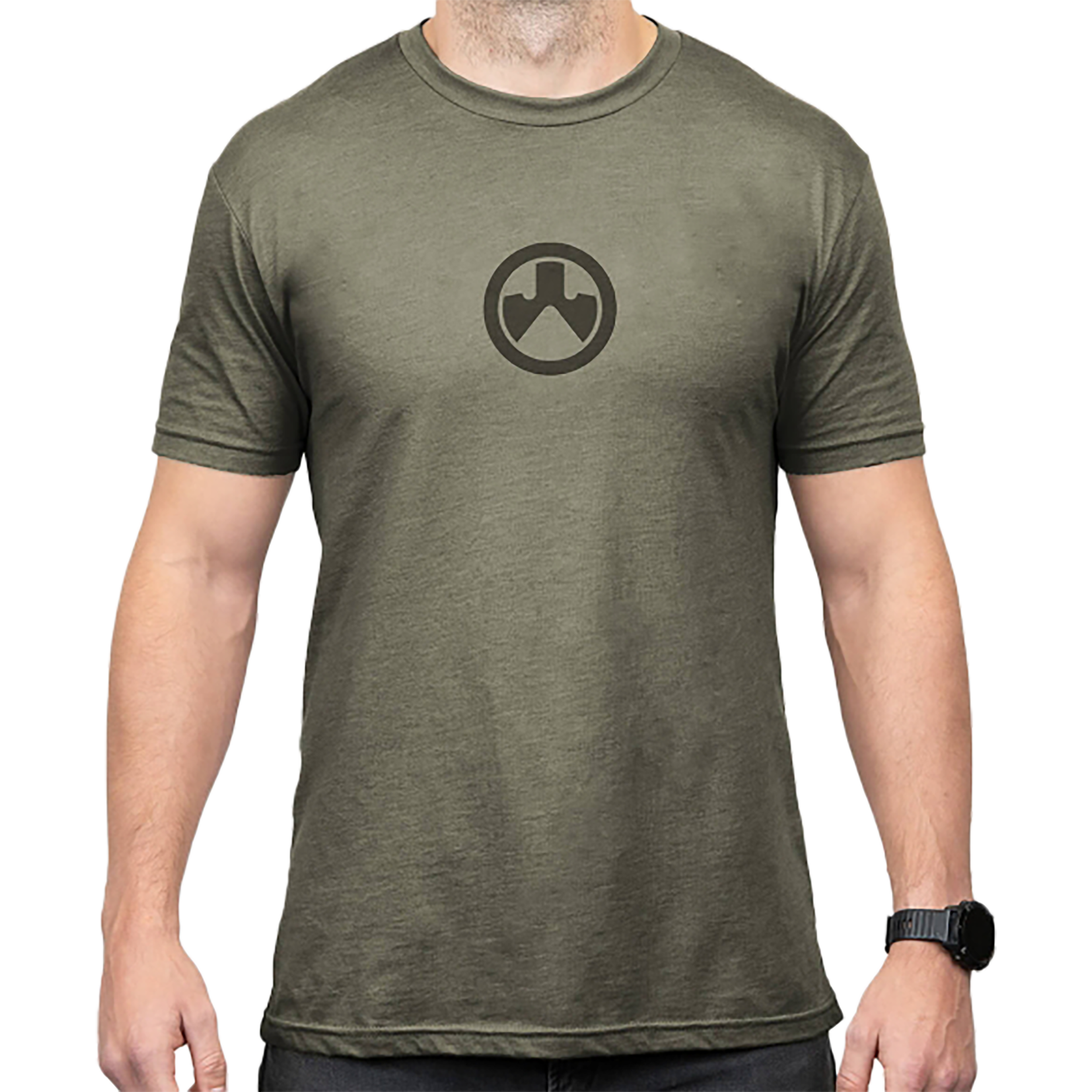 Magpul MAG1115-317-L Icon Logo  Olive Drab Heather Cotton/Polyester Short Sleeve Large